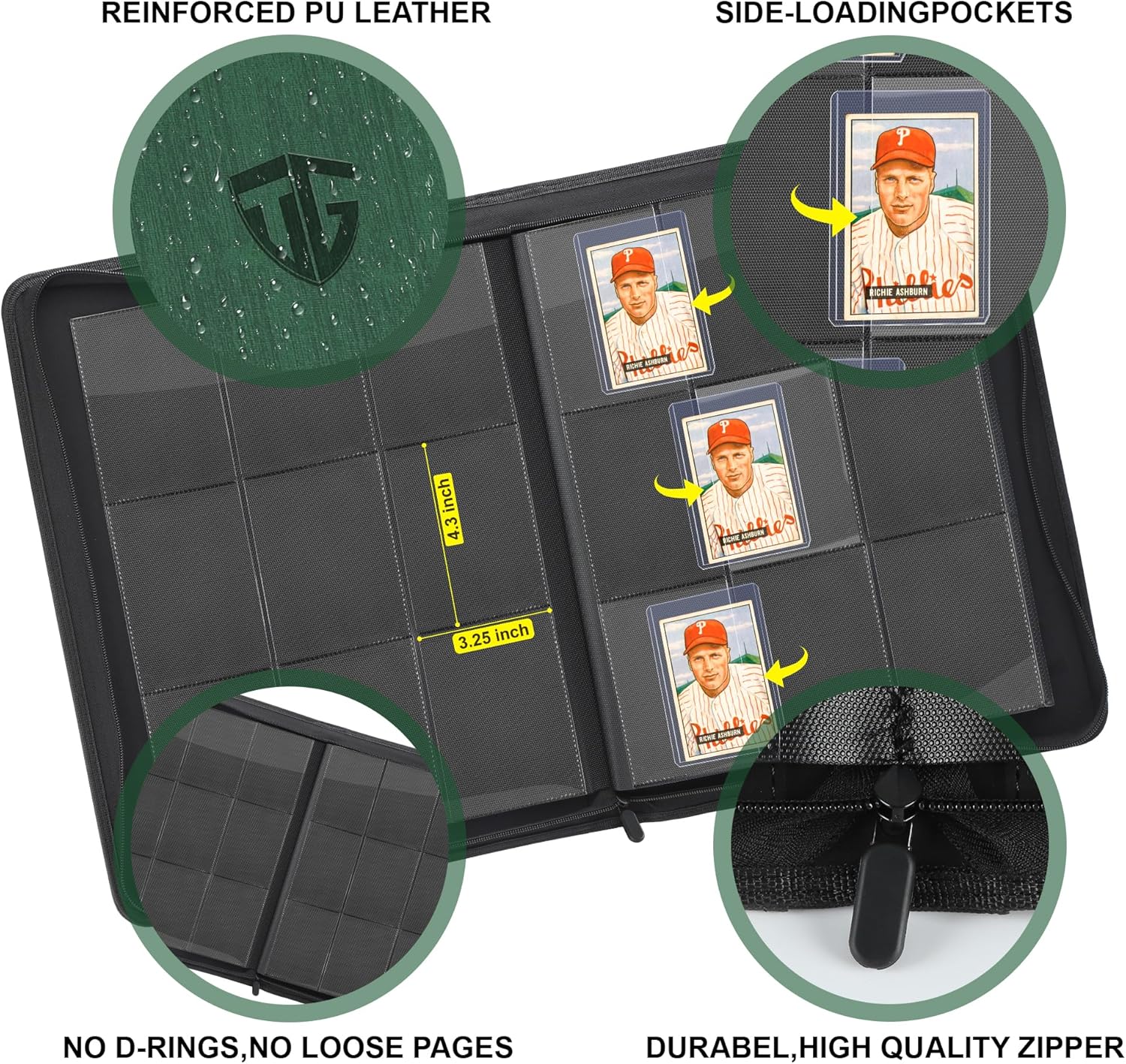 Thumbnail 3 de TCGUARD Toploader Sammelkartenalbum 216 – 9 Fächer, Hardcover, PU-Leder, Schutz & Übersicht