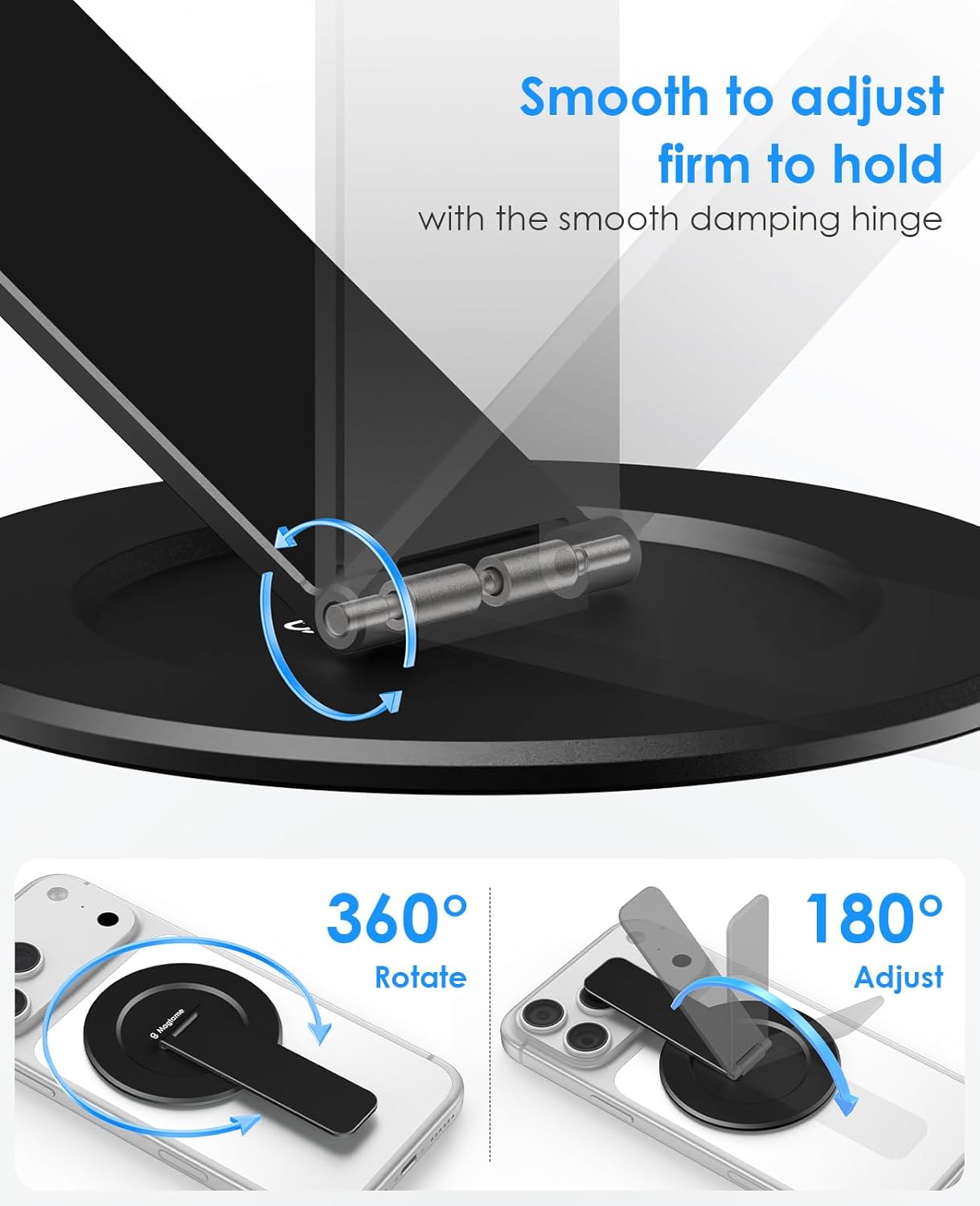 Thumbnail 5 de Magtame Support de téléphone magnétique Mag-Safe ultra fin, angle réglable à 180° (design amortisseur) noir