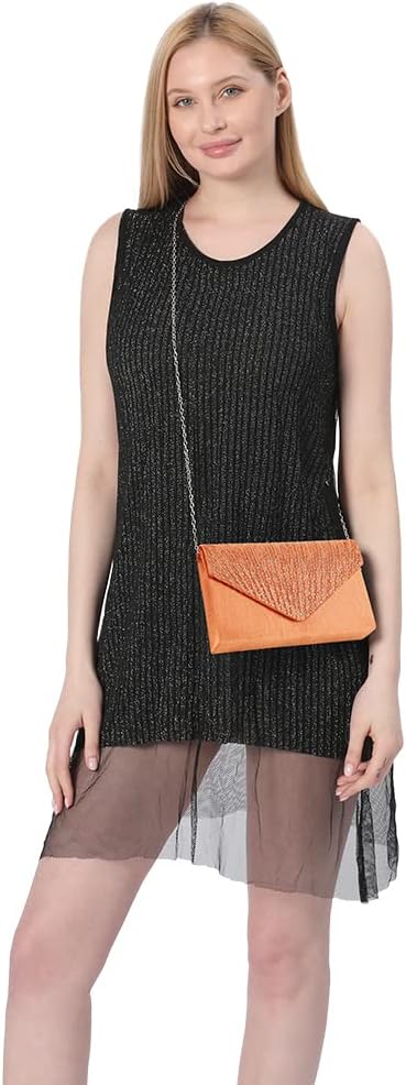 Detalle de wocharm Satin Diamante Clutch Bag – Envelope Handbag for Evening, Bridal, and Prom