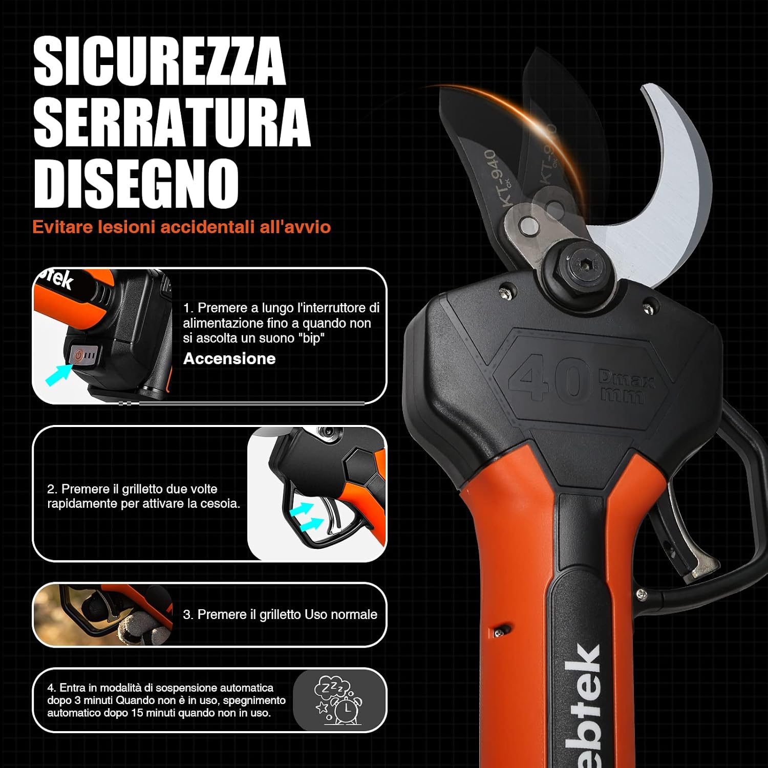 Thumbnail 1 de Kebtek KT940 Forbici potatura a batteria 40 mm