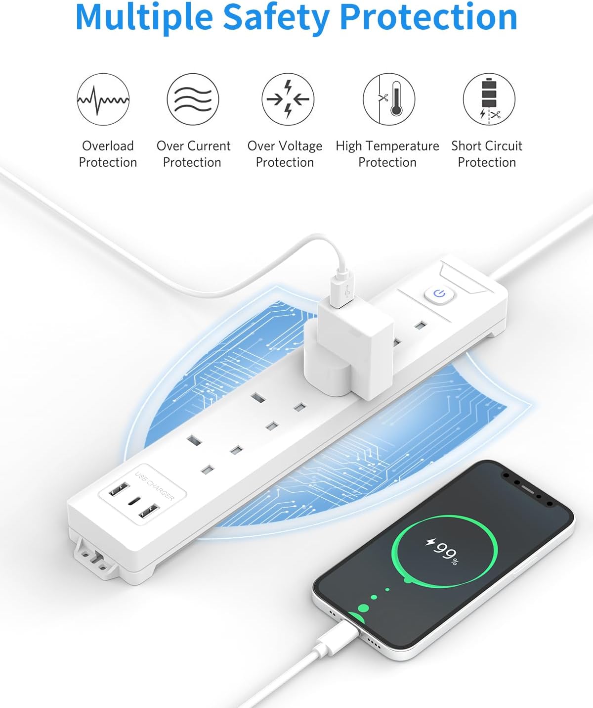 Thumbnail 4 de Mscien 4 Way 5m Extension Lead with 1 USB C ๐