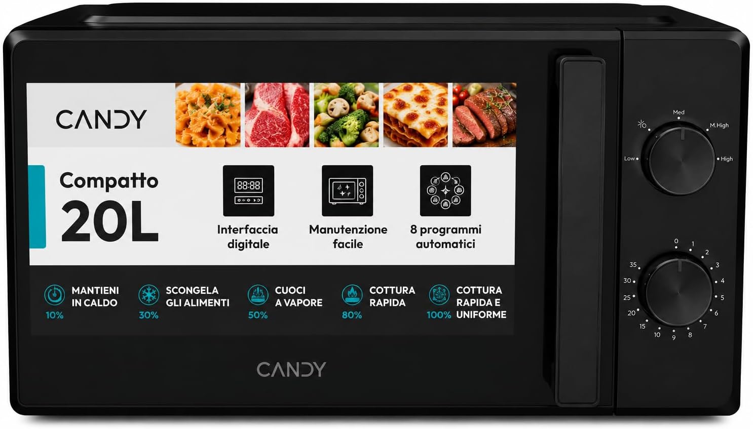 Detalle 2 de Candy Idea CMG 2071M microonde con grill da 20 litri, 700W e programma Defrost