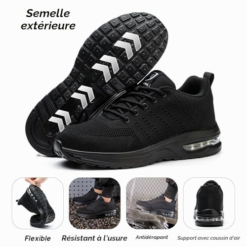 Detalle de Bawalon Chaussures de sécurité respirantes - Embout acier, noire, taille 36-46, EU 39