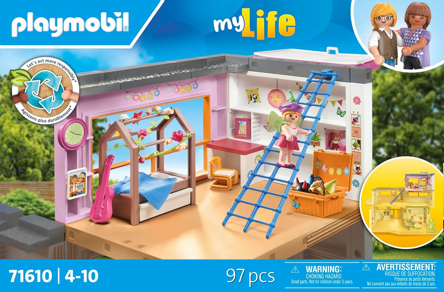 Detalle 2 de PLAYMOBIL myLife 71610 Cameretta con area giochi 97 pezzi