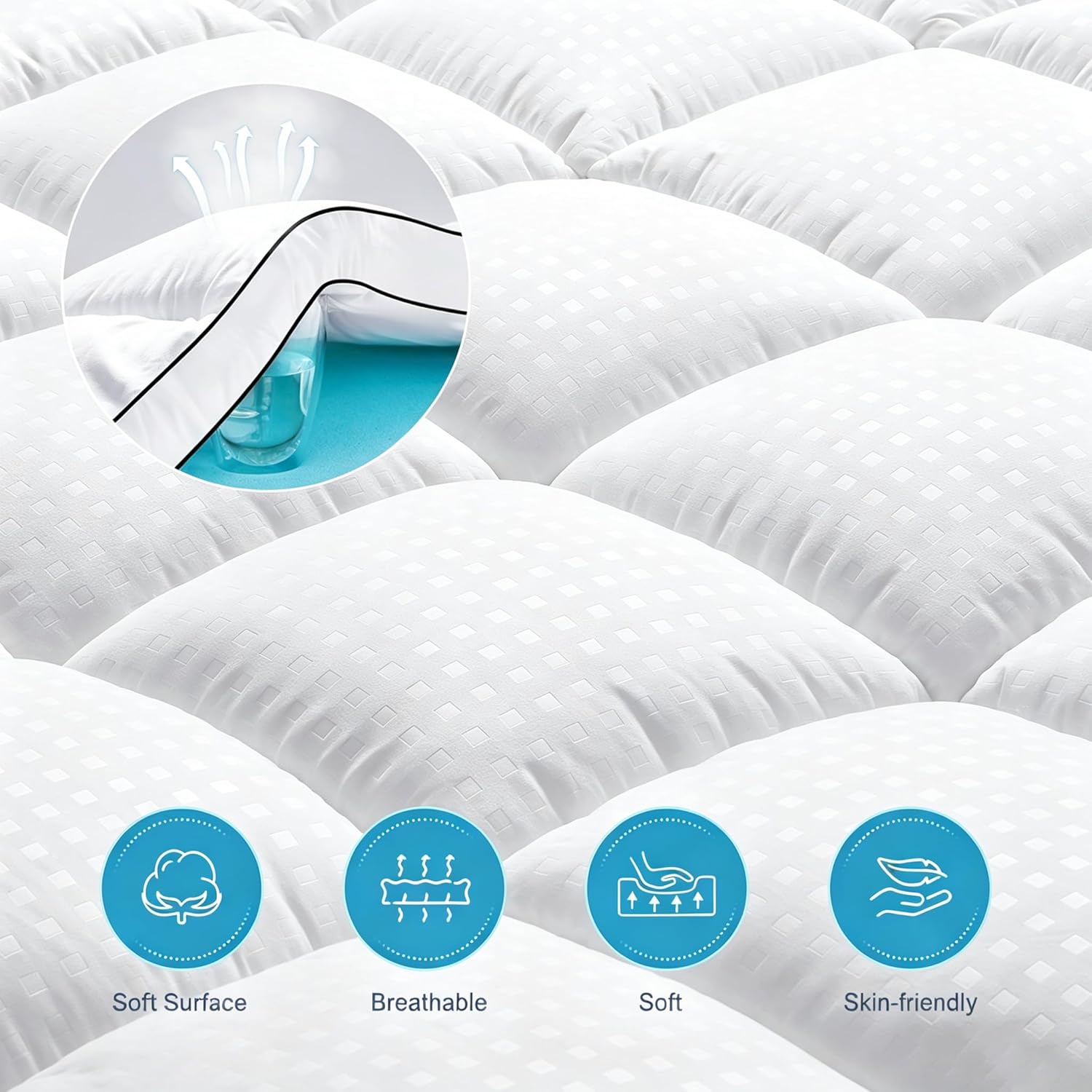 Thumbnail 4 de MASVIS Queen Size Dual Layer 4 Inch Memory Foam Mattress Topper (Cooling Gel + Pillow Top) – Medium Support
