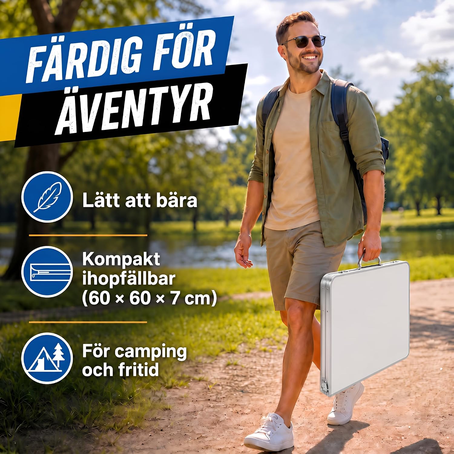 Thumbnail 6 de GOODS+GADGETS 3169011 campingbord 120 × 60 cm i aluminium, tre höjdlägen