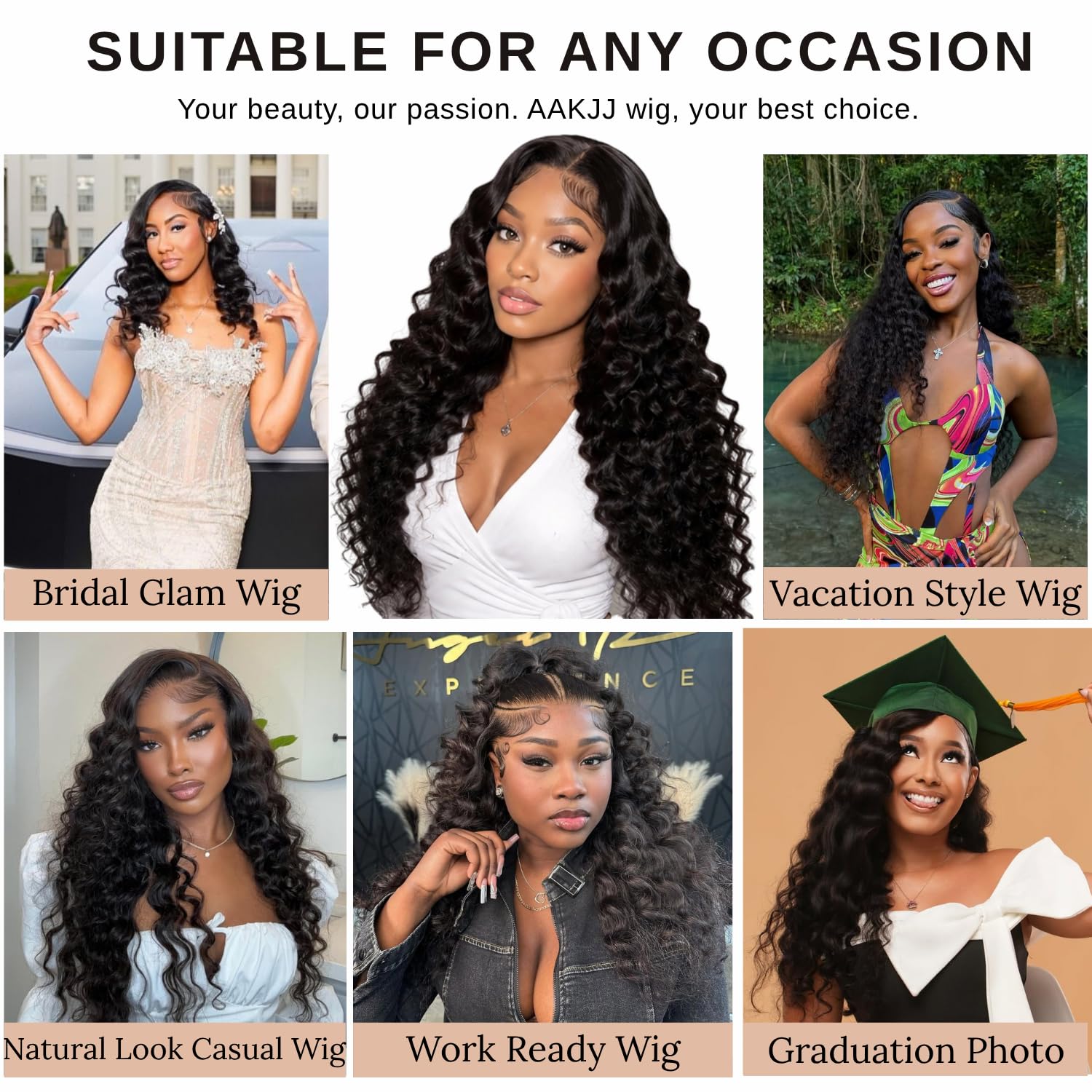 Thumbnail 6 de AAKJJ Deep Wave 13x4 HD Lace Front Wig (200% Density) — Glueless, Pre-Plucked, 26 Inch