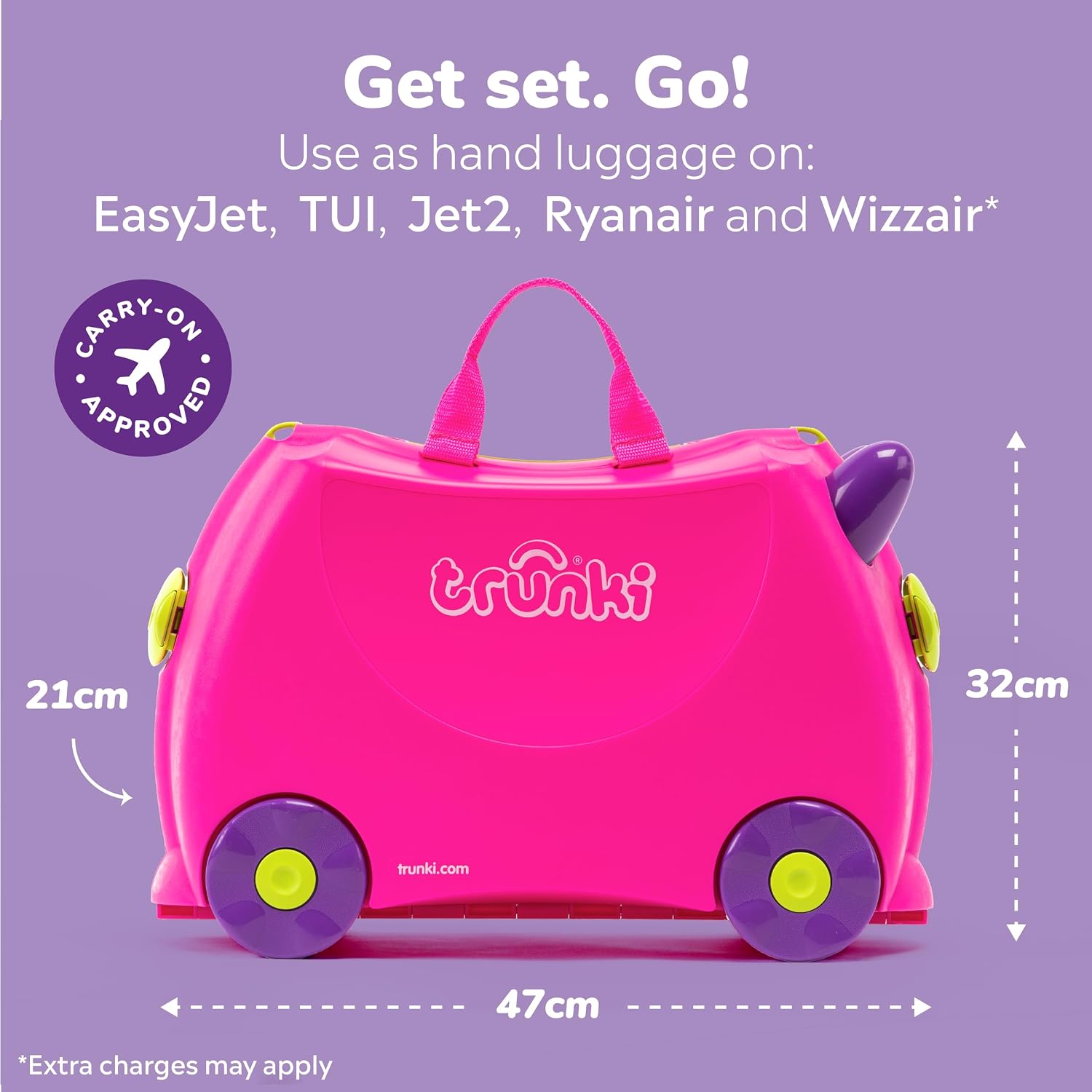 Detalle 2 de Trunki Trixie Pink: Children’s Ride-On Suitcase and Hand Luggage