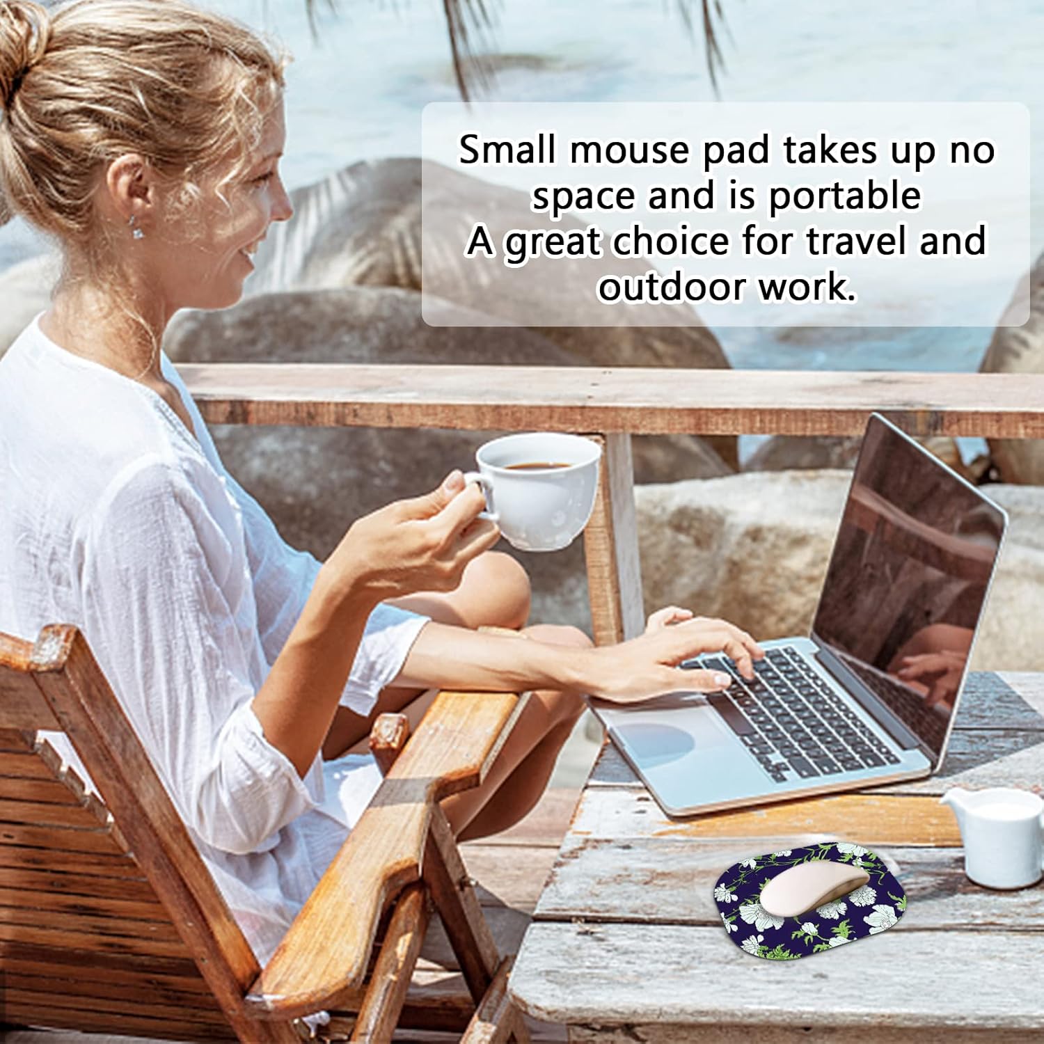Thumbnail 6 de Mouse Mat, Non-Slip Small Mouse Pad – Flowers Design (6x7x0.12 Inch), Mini Desk Pad for Travel and Home