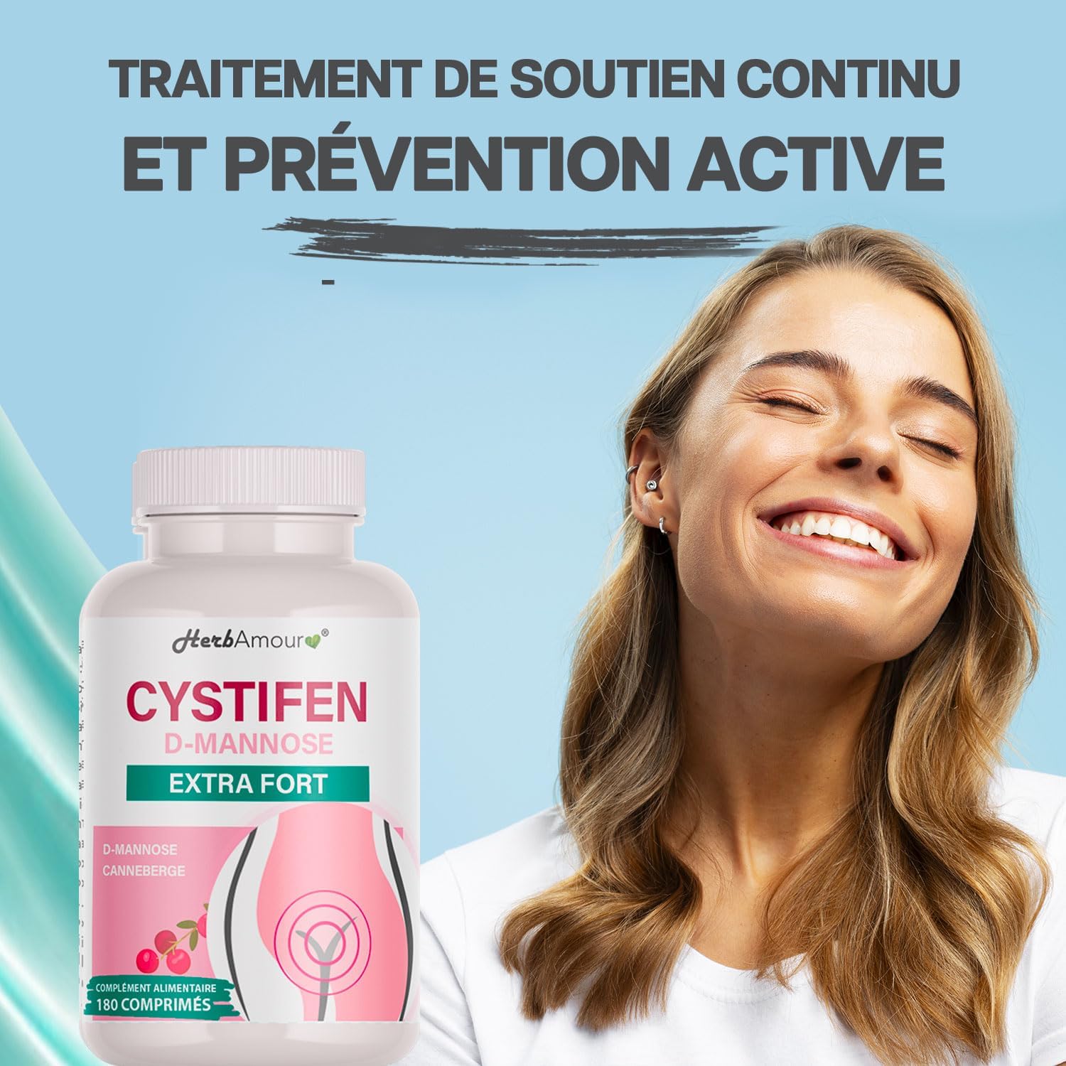 Detalle de D-MANNOSE 180 comprimés haute dose + Canneberge — Saint urinaire et cystite (Italie, sans gluten/lactose/sucre/soja)