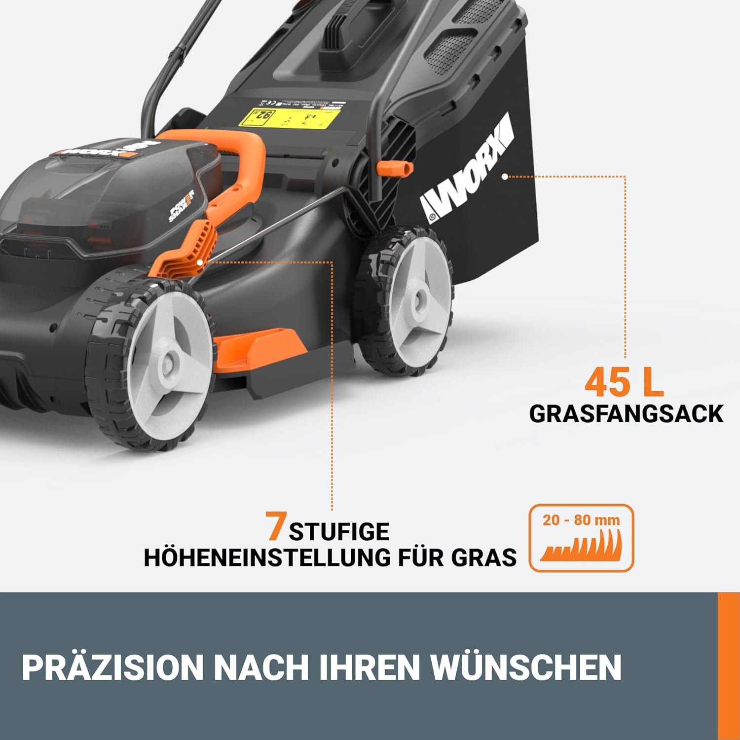 Thumbnail 4 de WORX WG743E Akku-Rasenmäher 40V mit Mulchfunktion und PowerShare-Akkus für bis zu 500 m²