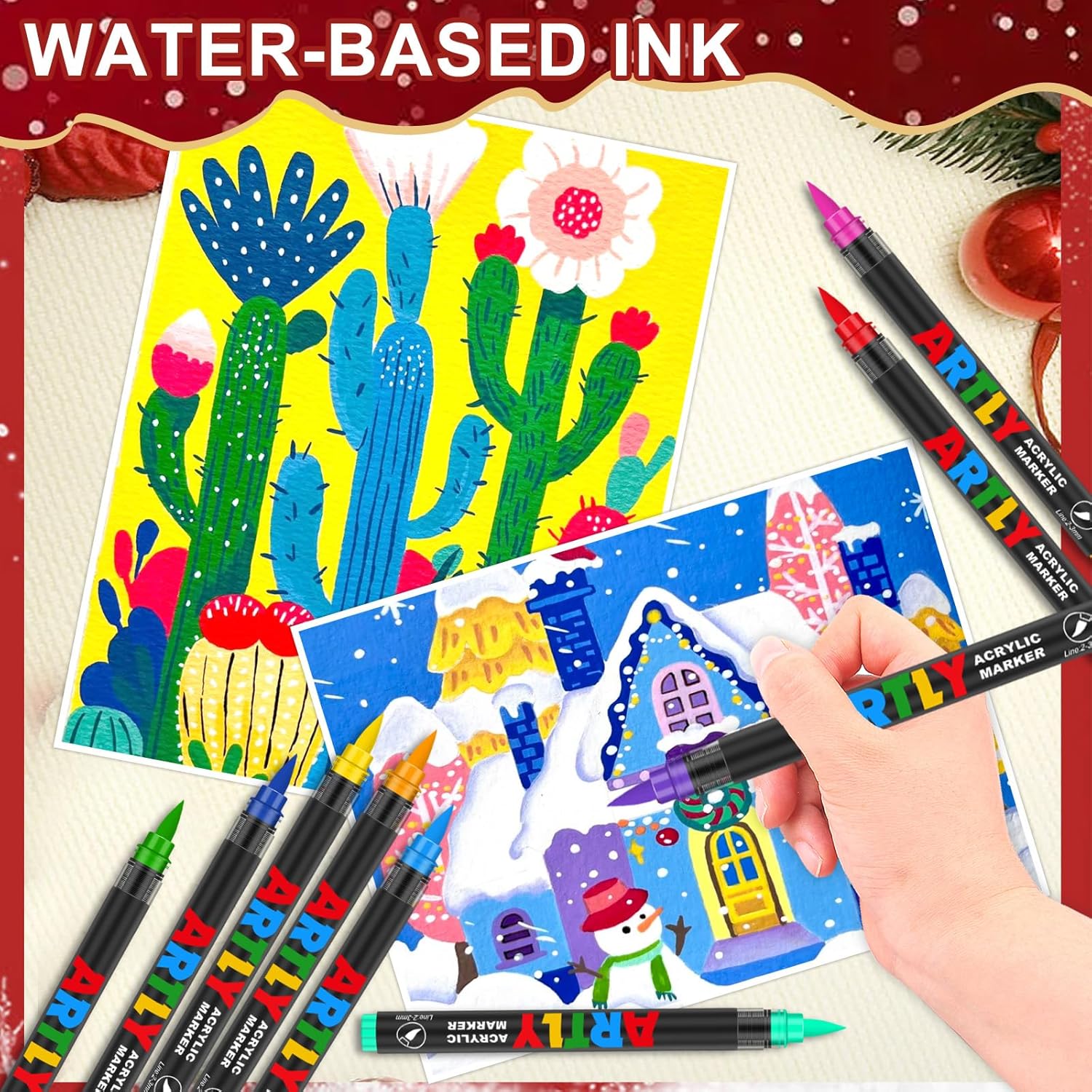 Thumbnail 5 de Efimeso 320 Farben Acrylstifte für Steine mit Pinselspitze – wasserfeste Acrylic Paint Marker für viele Untergründe