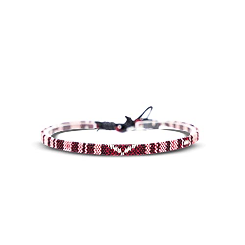 Detalle de Made by Nami 2x Bracelet surfeur set – Bordeaux & Blanc, coton écologique, adjustable
