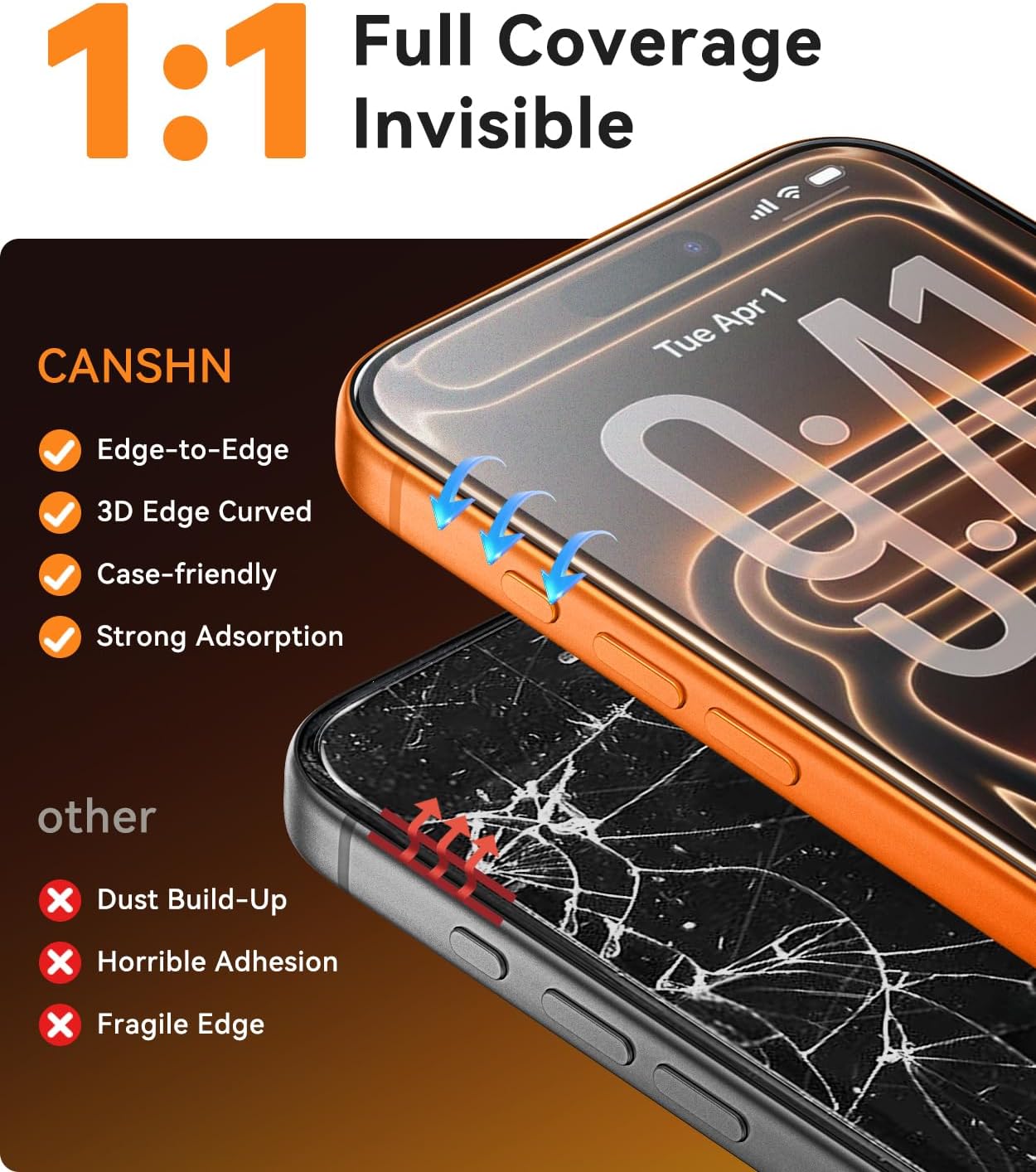 Detalle de CANSHN iPhone 17 Pro Max Matte Screen Protector, 2-Pack, 9H, Gaming-Friendly