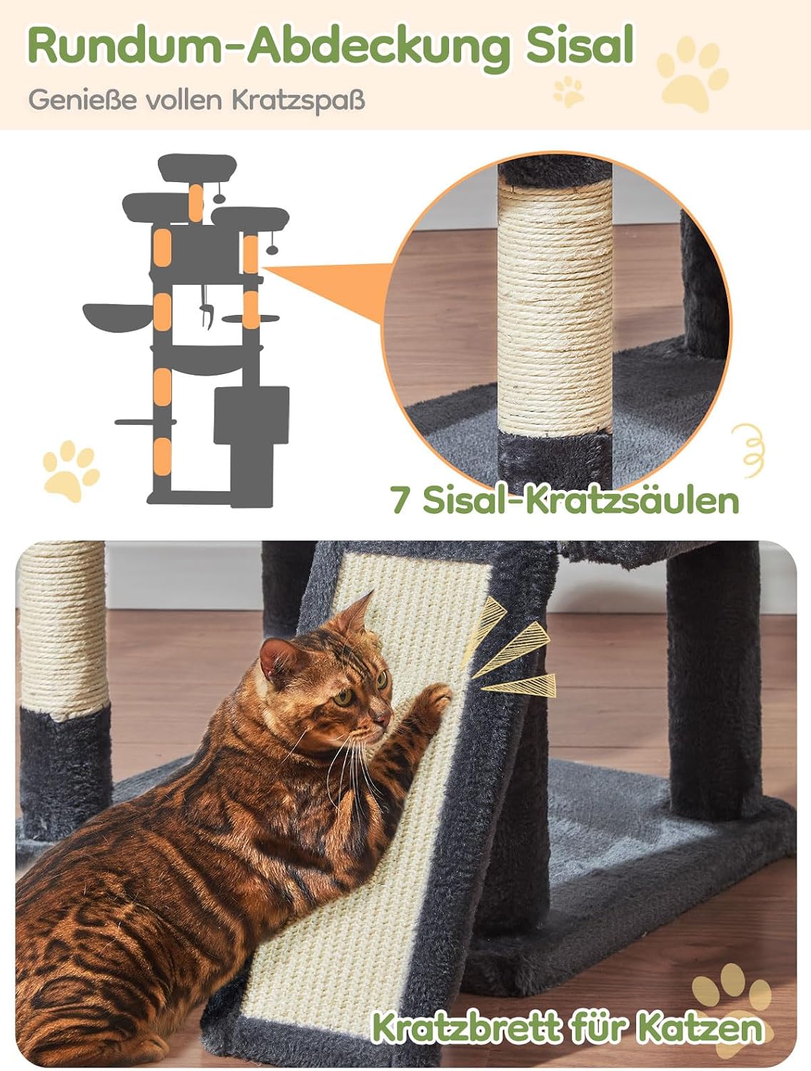 Thumbnail 6 de Taoqimiao Kratzbaum 193 cm XXL für Katzen