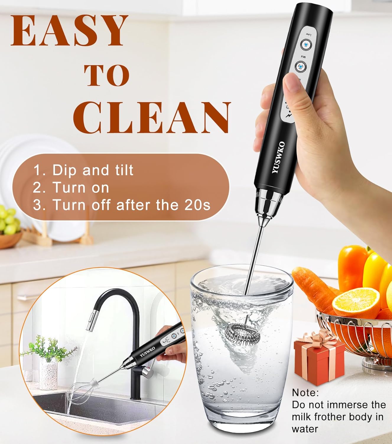 Thumbnail 2 de YUSWKO Milk Frother 3-Speed Handheld