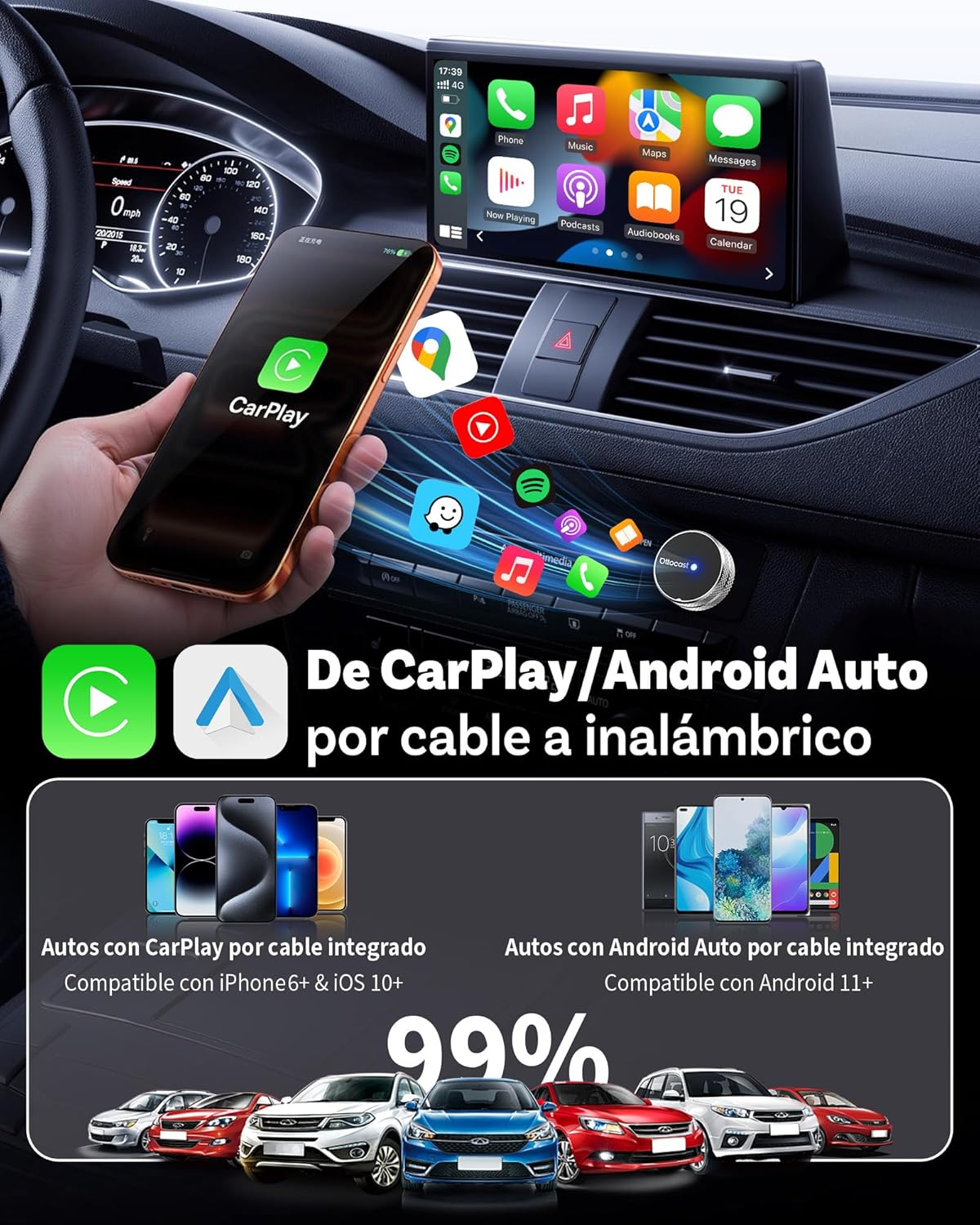Thumbnail 1 de OTTOCAST Mini Tube 2026 CarPlay inalámbrico