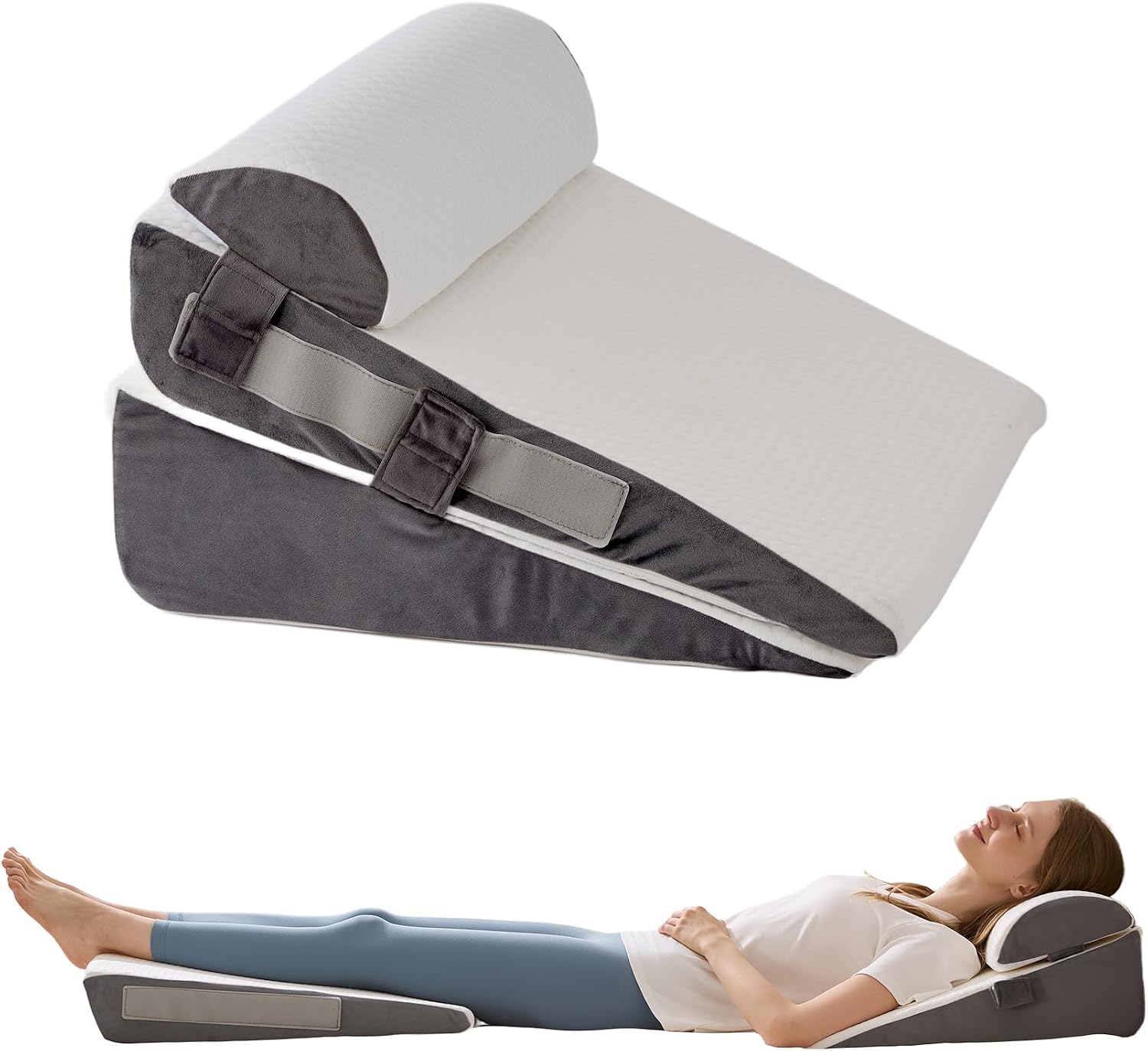 Detalle de WGAKCED WA2212-KQC-BS Adjustable Wedge Pillow Set, 3-Piece Memory Foam