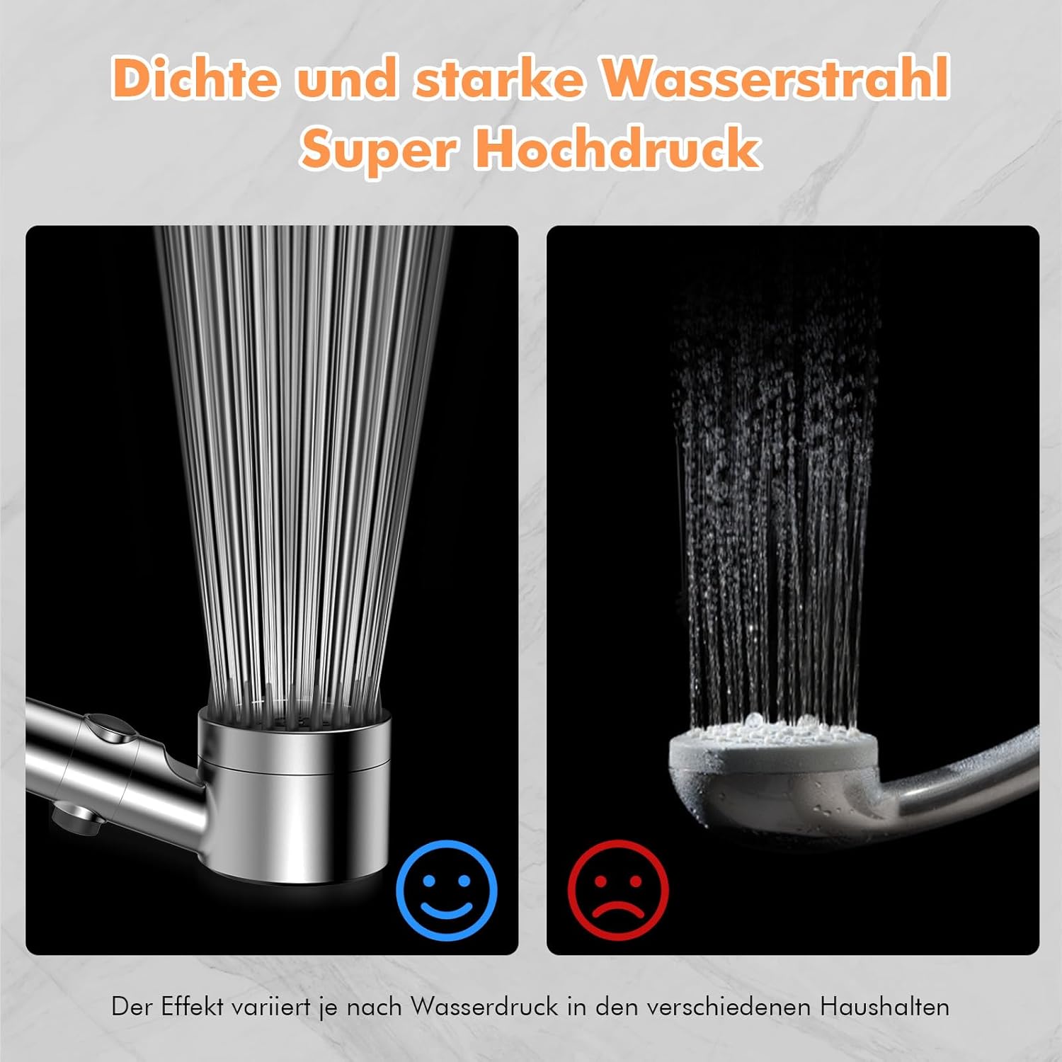 Detalle de MEKO Duschkopf mit Filter (15 Schichten) und 1,5-m-Schlauch, 3+1 Strahlarten