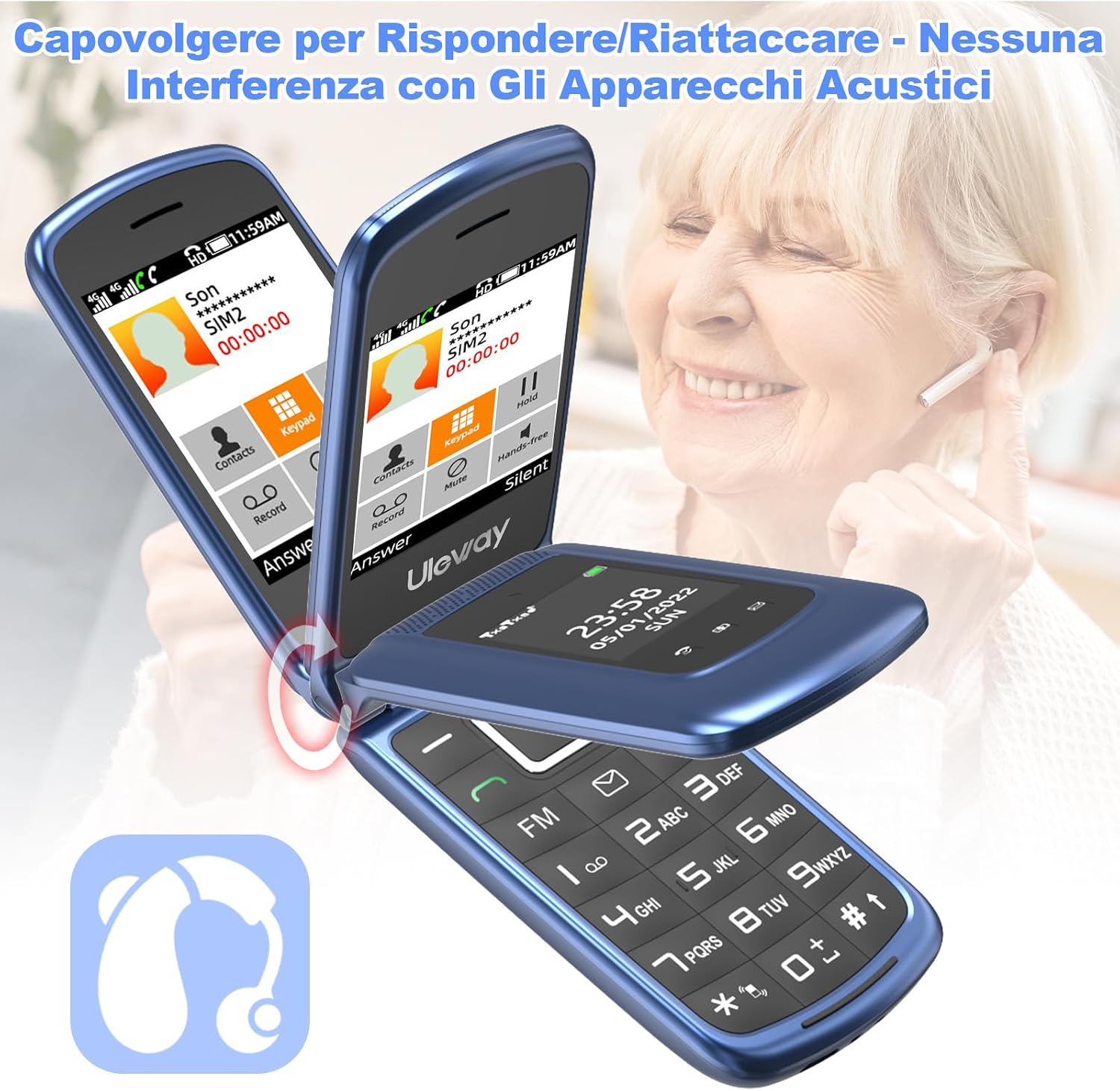 Detalle de CHAKEYAKE telefono 4G per anziani Dual SIM