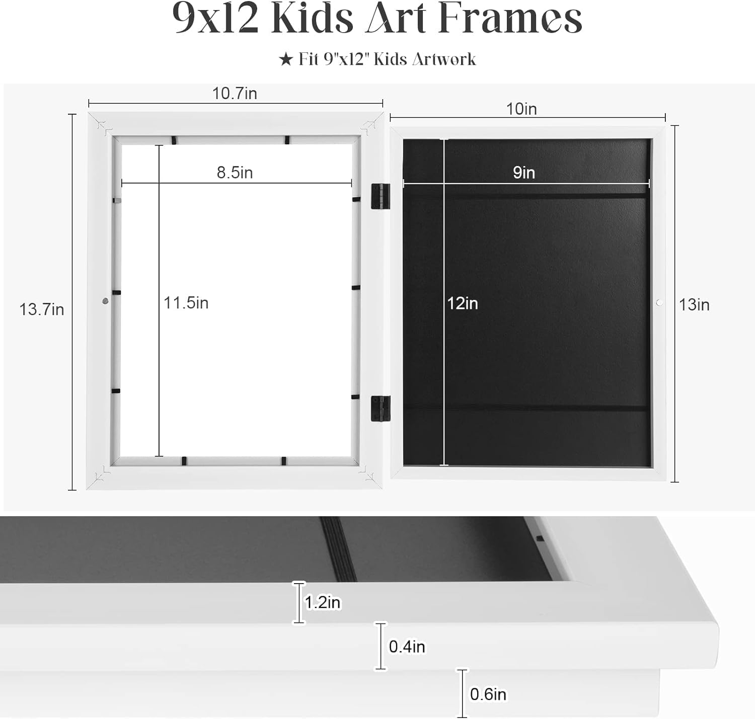 Thumbnail 1 de Litimkat 2er Set Kunst-Bilderrahmen für Kinder – A4 Frontöffnung, Weißes Holz
