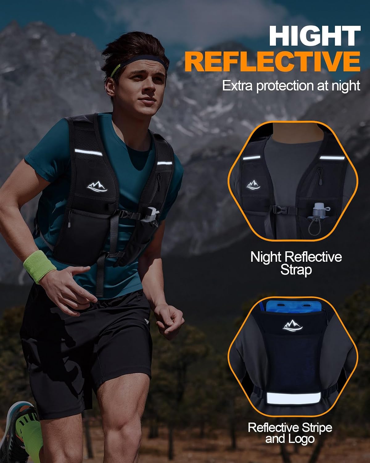 Detalle de ISEYOU Running Vest: Adjustable Unisex Reflective Vest with Waterproof Phone Pocket and 7 Storage Compartments