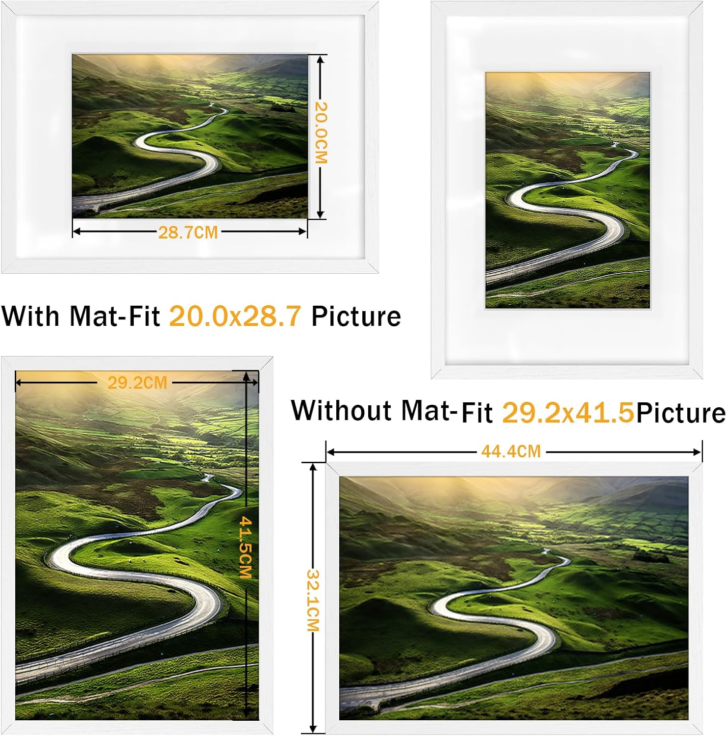 Detalle de FamiPrts 4-Pack A3 Picture Frame – Wooden White, Dual Orientation with Wall Hooks