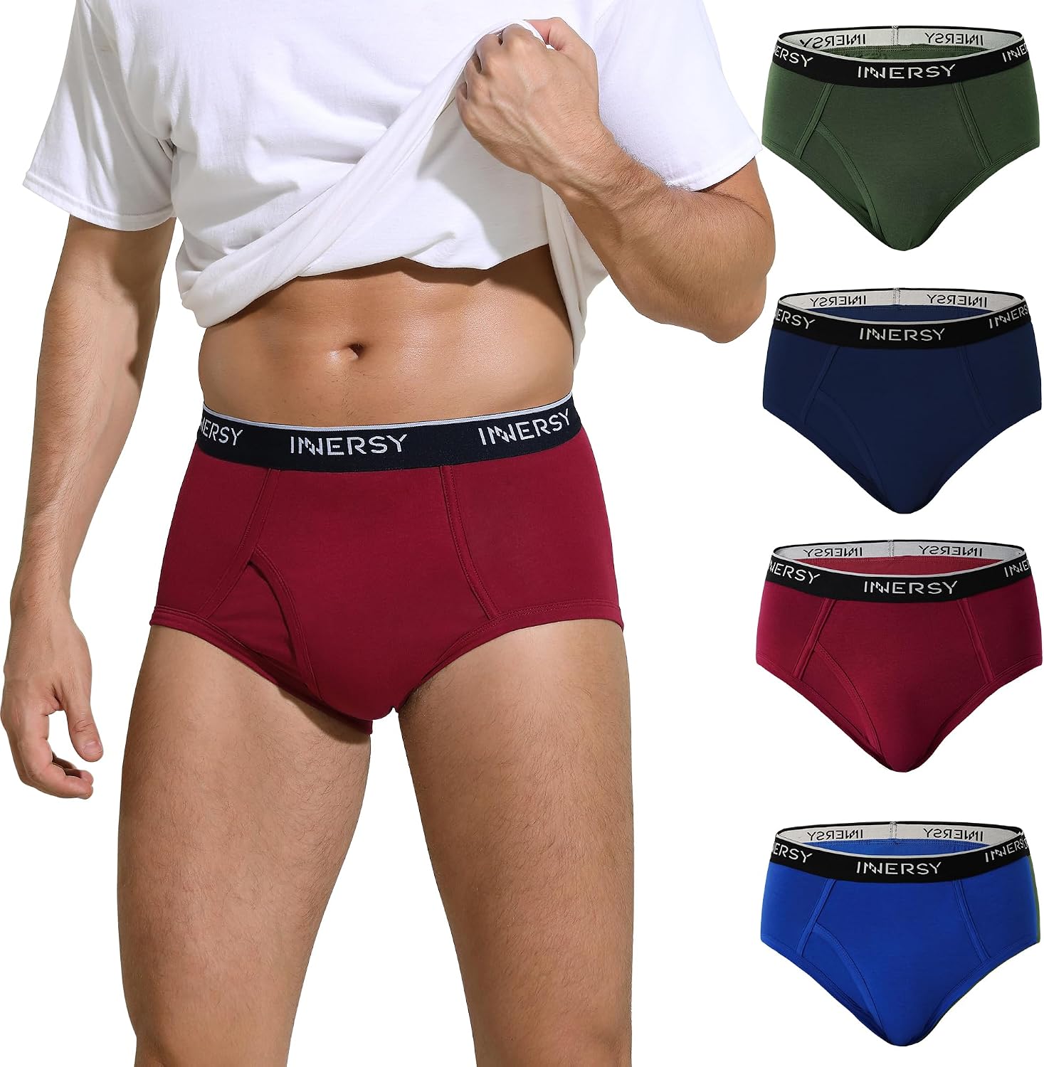 Detalle de INNERSY Elderly mens briefs with fly pack of 4