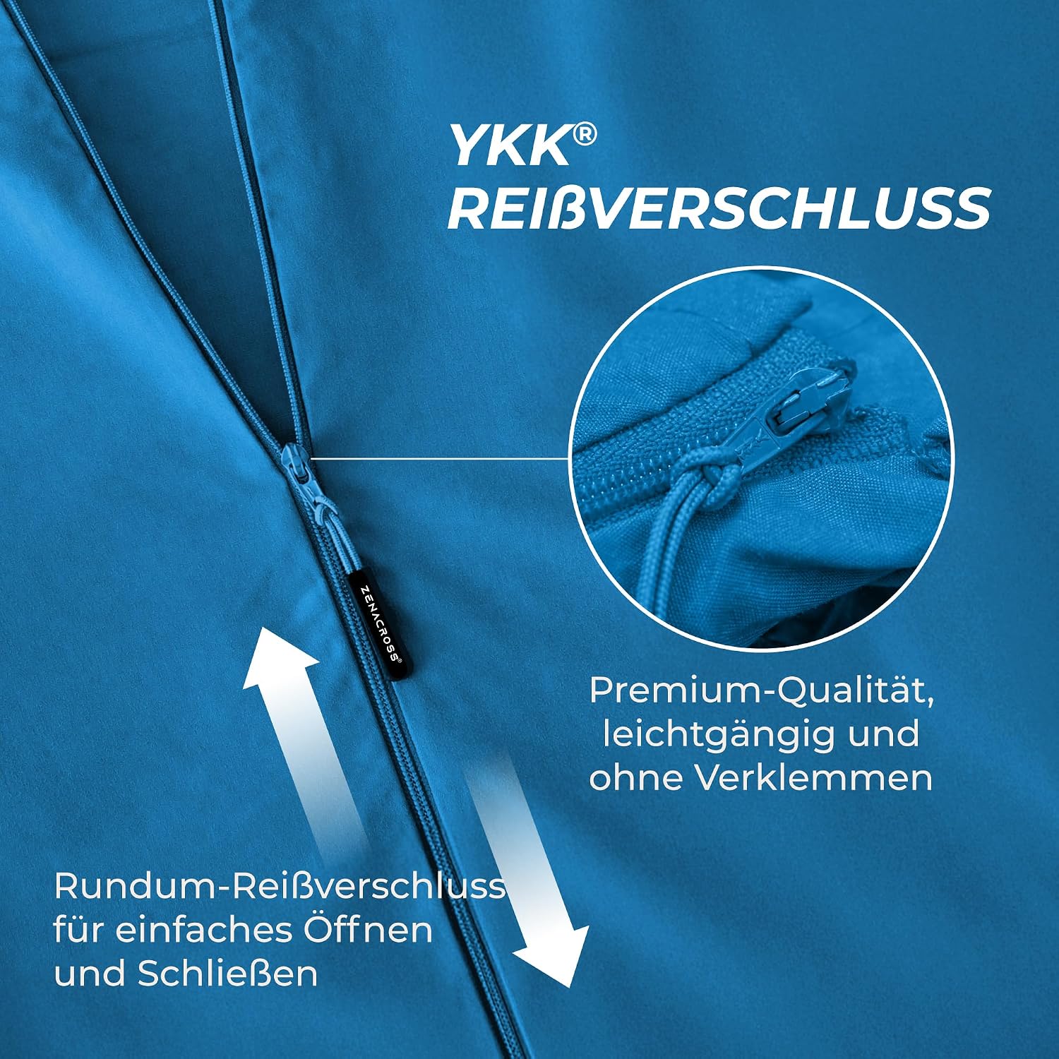 Detalle de ZENACROSS Hüttenschlafsack Ultraleicht Mikrofaser – Schlafsack-Inlett mit Kopfkissenfach, ideal als Sommer-Schlafsack oder hygienische Innenhülle