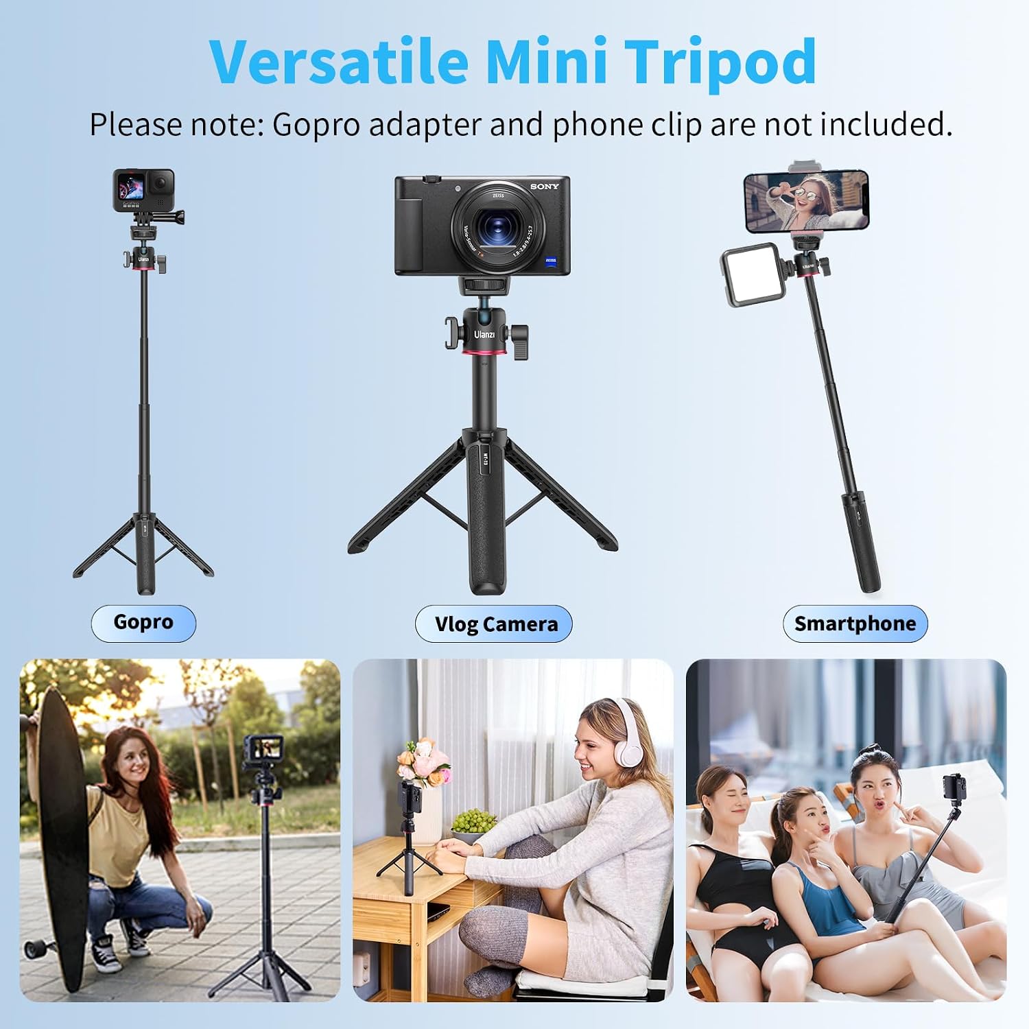 Detalle 2 de ULANZI MT-73 Extension Pole Tripod (20–55cm) with Cold Shoe Mount