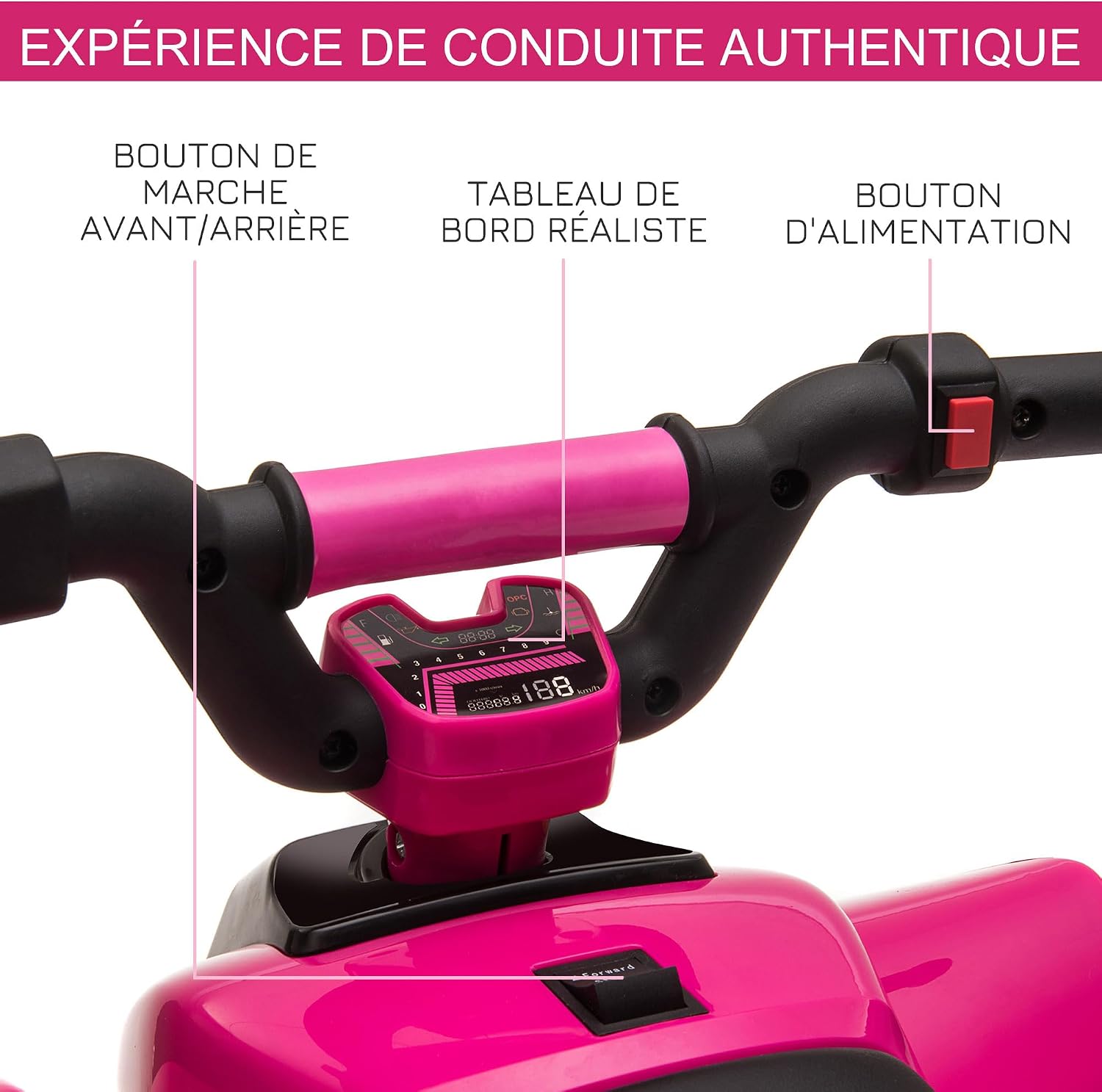 Thumbnail 3 de HOMCOM 370-166V90PK elektrische kinderquad, 6 V, voor- en achteruit