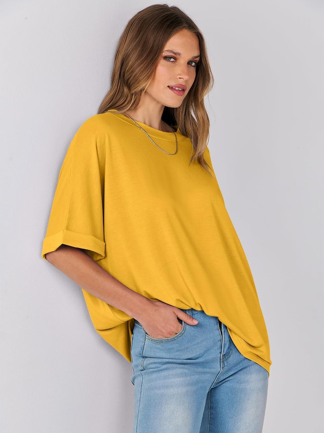 Thumbnail 6 de Cuptacc Damen Oversize T-Shirt – Rundhals Tunika-Look kurzarm, locker & basic