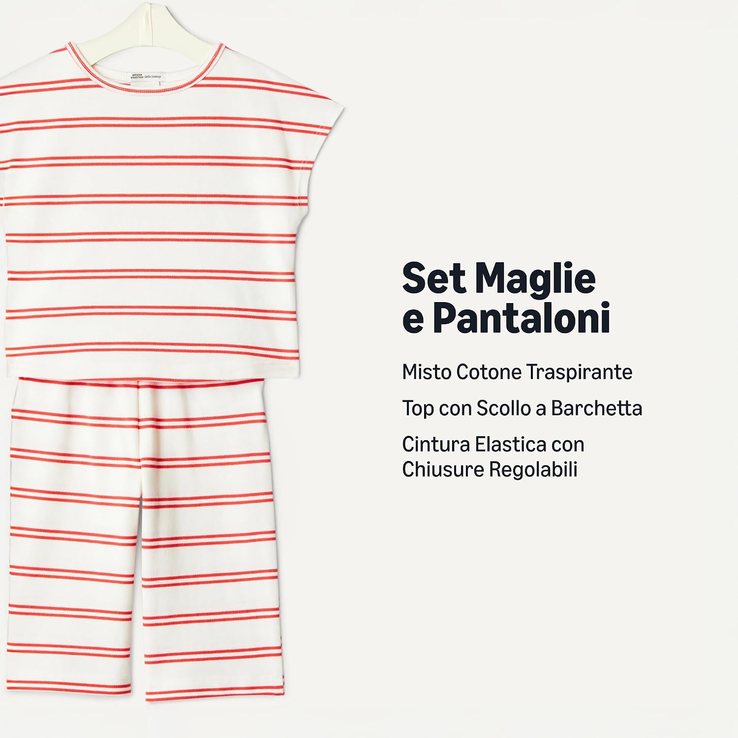 Thumbnail 1 de Amazon Essentials x Sofia Grainge Set Da Gioco: top a scollo squadrato e pantaloni in cotone pike per neonati e bambine
