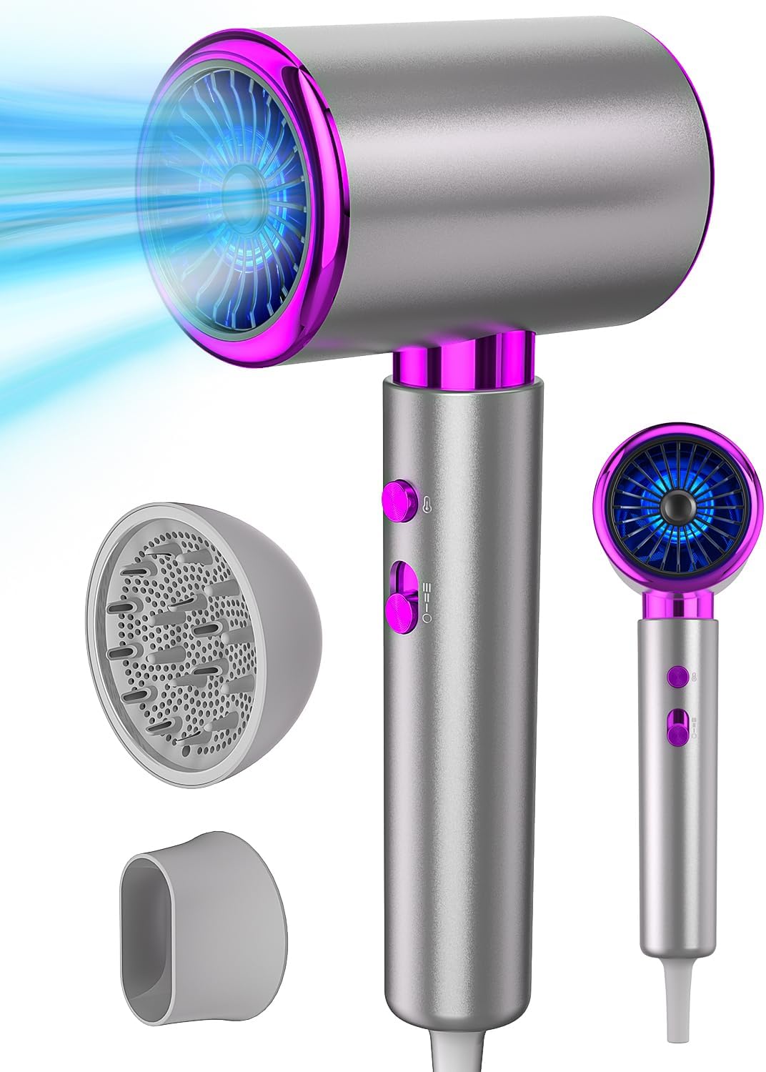 Detalle de DMTIVMG 2400W Ionen-Haartrockner mit Kaltluftstufe – leiser Haartrockner für Zuhause