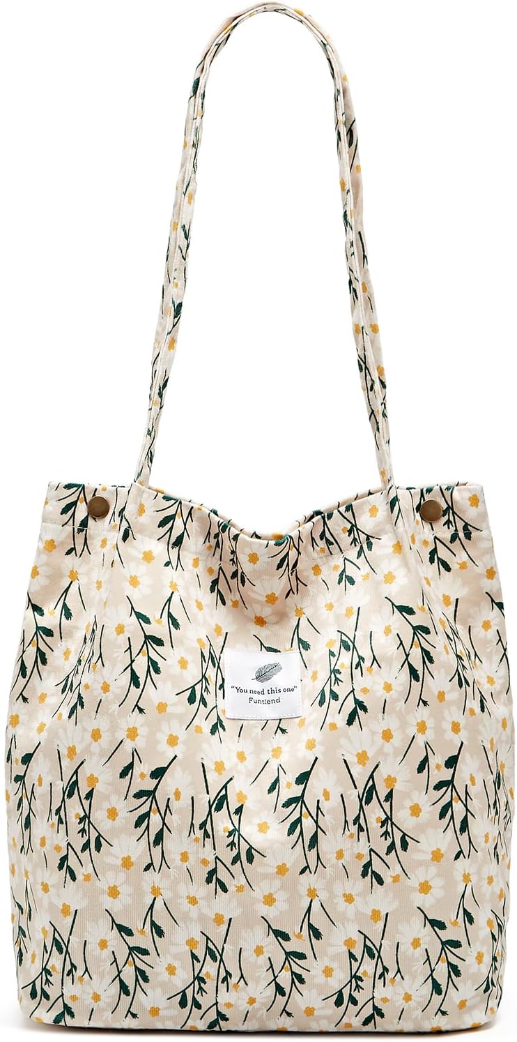 Thumbnail 5 de Funtlend Large Cord Bag for Women: Corduroy Tote for Everyday Use