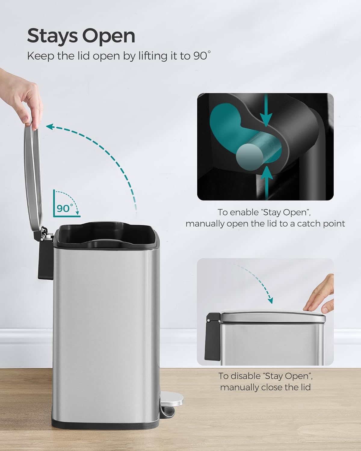 Thumbnail 5 de SONGMICS ULTB543E01 20L Step Trash Can for Kitchen 🗑