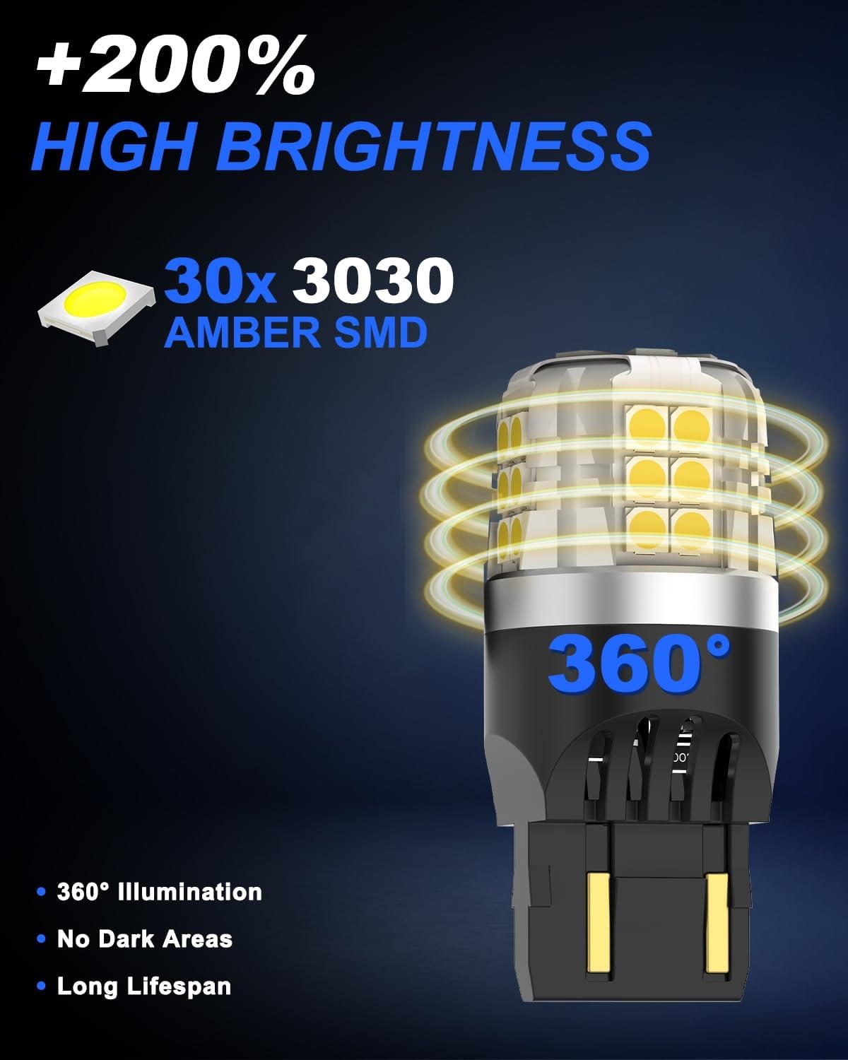 Detalle de 7443 LED W21 5W bulbs, 1500lm