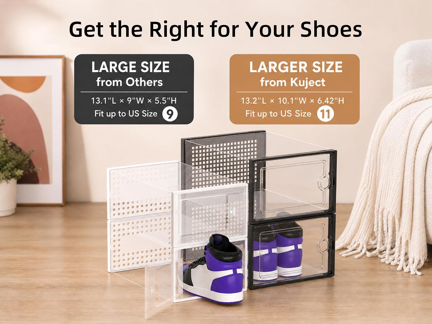 Thumbnail 1 de Kuject X-Large Shoe Storage Boxes 12-pack