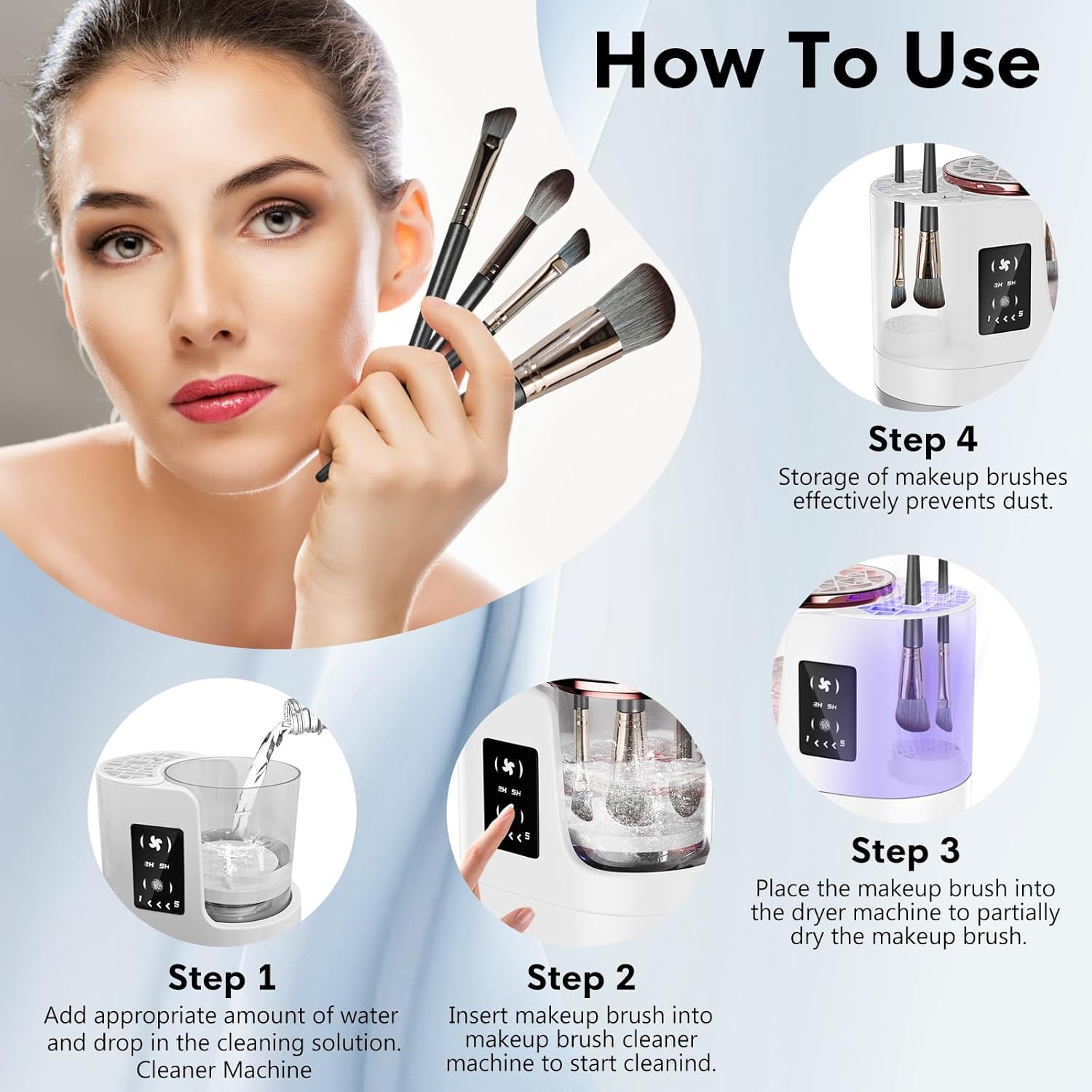 Thumbnail 4 de 3 IN 1 Electric Makeup Brush Cleaner 5min ⏱