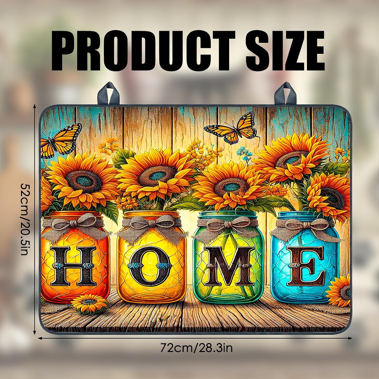 Detalle de Nuxovilar Sunflower Jar Stove Top Cover, 28.65 x 20.47-Inch Farmhouse Mat