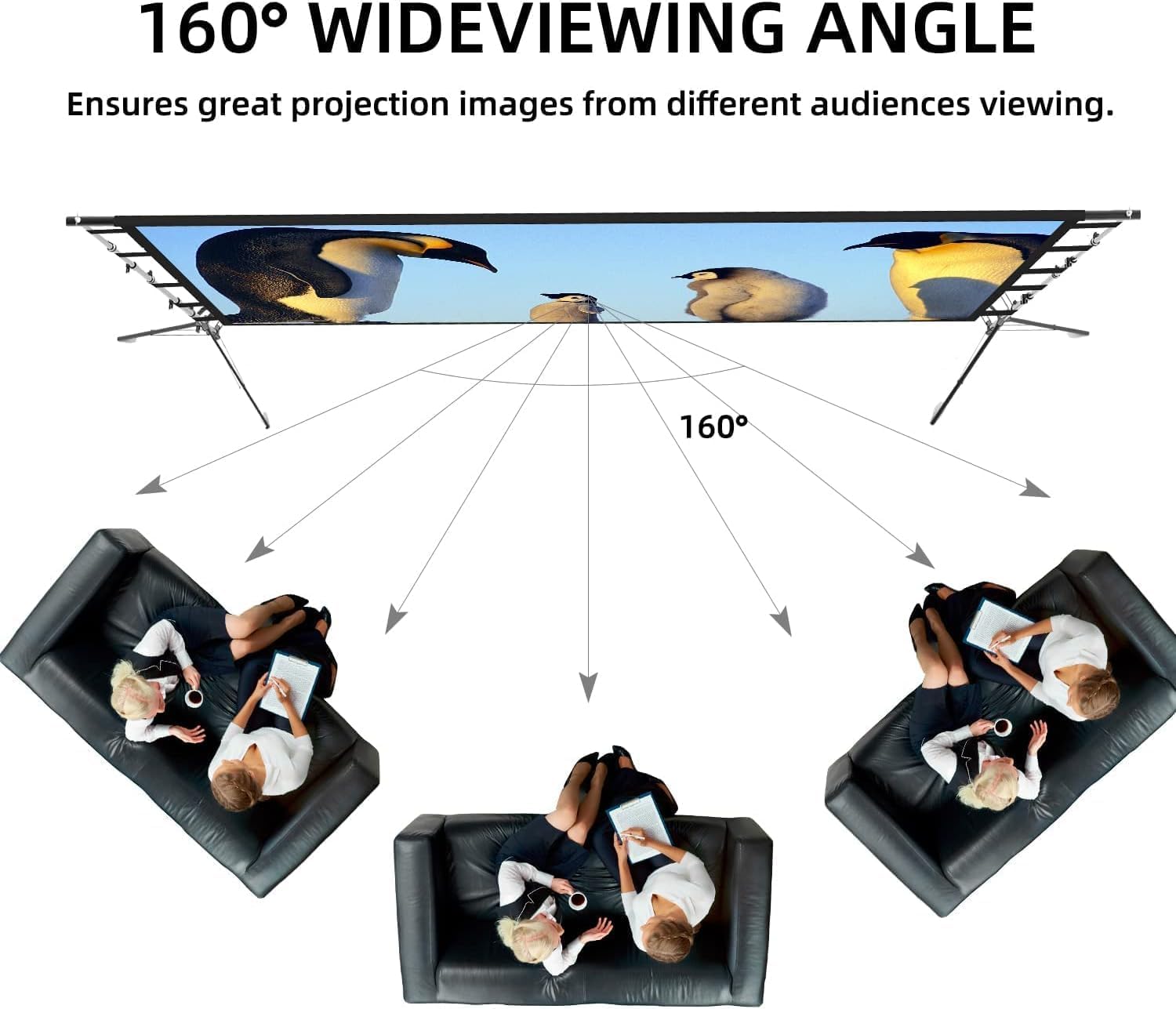 Thumbnail 3 de Lejiada 150-inch Outdoor Projector Screen with Stand (4K HD, Anti-crease) for Garden, Camping & Home Cinema