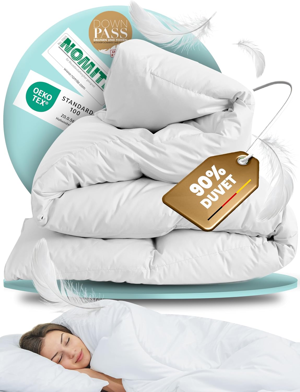 Detalle de Couette toutes saisons BEFA NATUR en duvet 90/10, 155x220 cm
