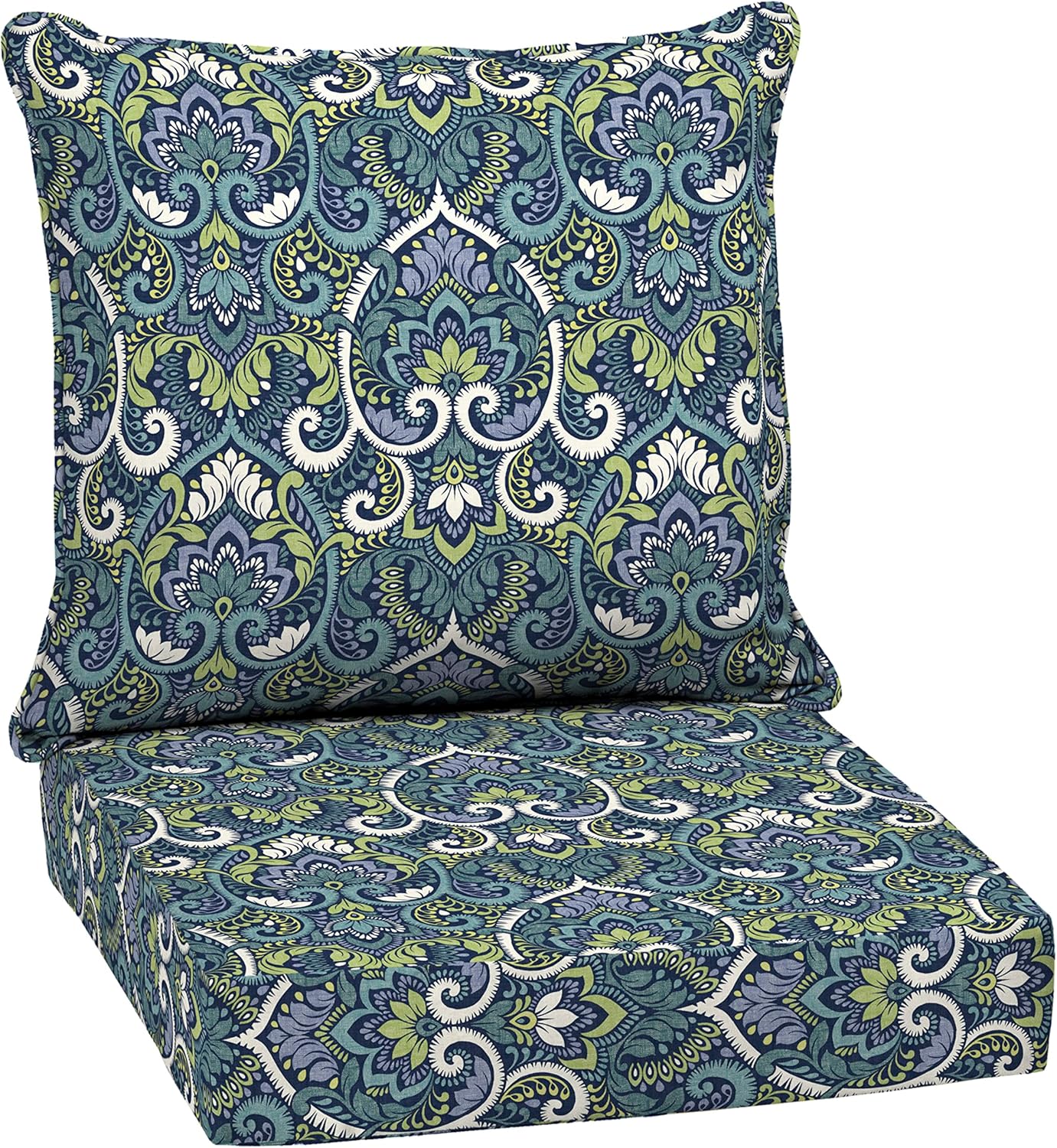 Detalle de Arden Outdoor Deep Seat Cushion Set 24 in x 24 in - Sapphire Aurora Blue Damask