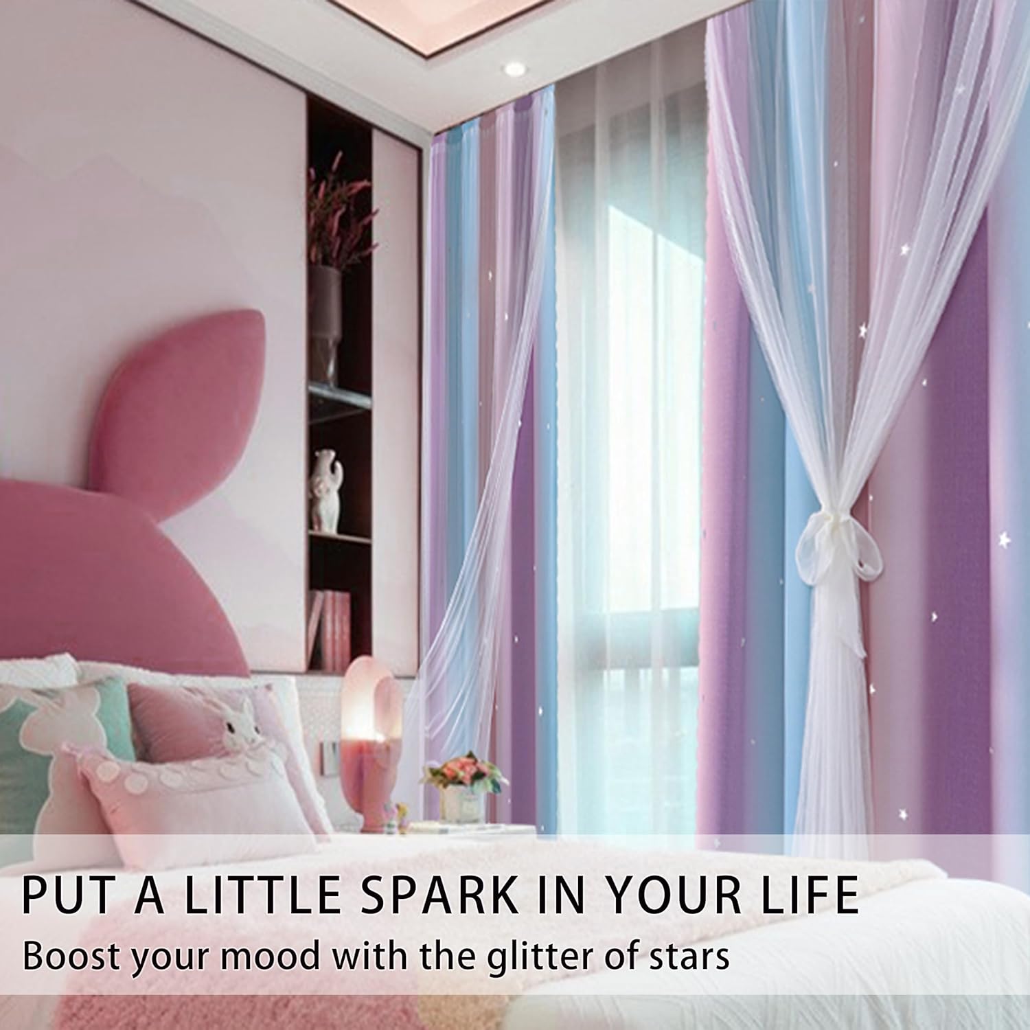 Thumbnail 1 de XiDi Blackout Curtains 63 in Rainbow Panels