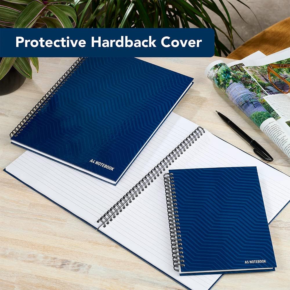 Detalle de Summit A5 Hardback Wirebound Notebook, Ruled (Pack of 5) – Blue, 160 Pages