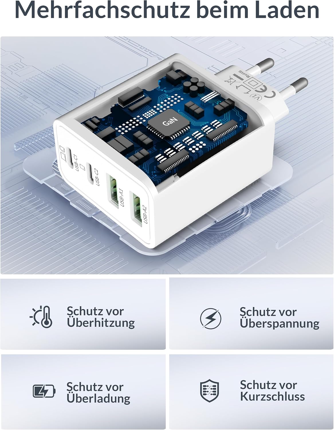 Detalle 2 de 65W USB-C Ladegerät 4-Port GaN