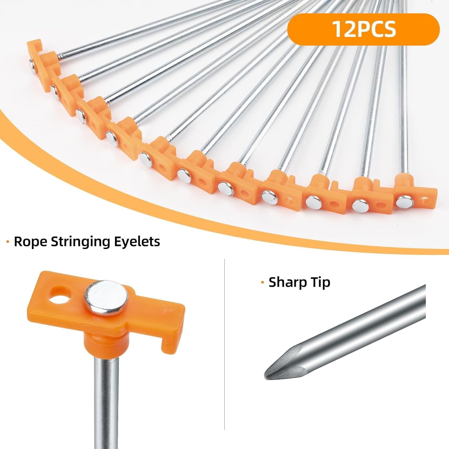 Thumbnail 2 de AVOFOREST 7.1-inch Tent Stakes (12 Pack) — Non-Rust Metal Ground Pegs for Camping, Garden, Hiking