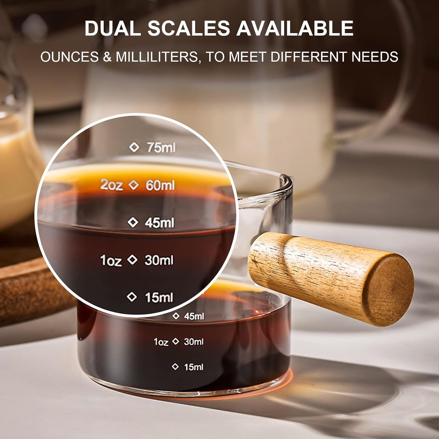 Detalle 2 de PARACITY expresso shots cups espressomaatglas met dubbele tuit en schaalverdeling