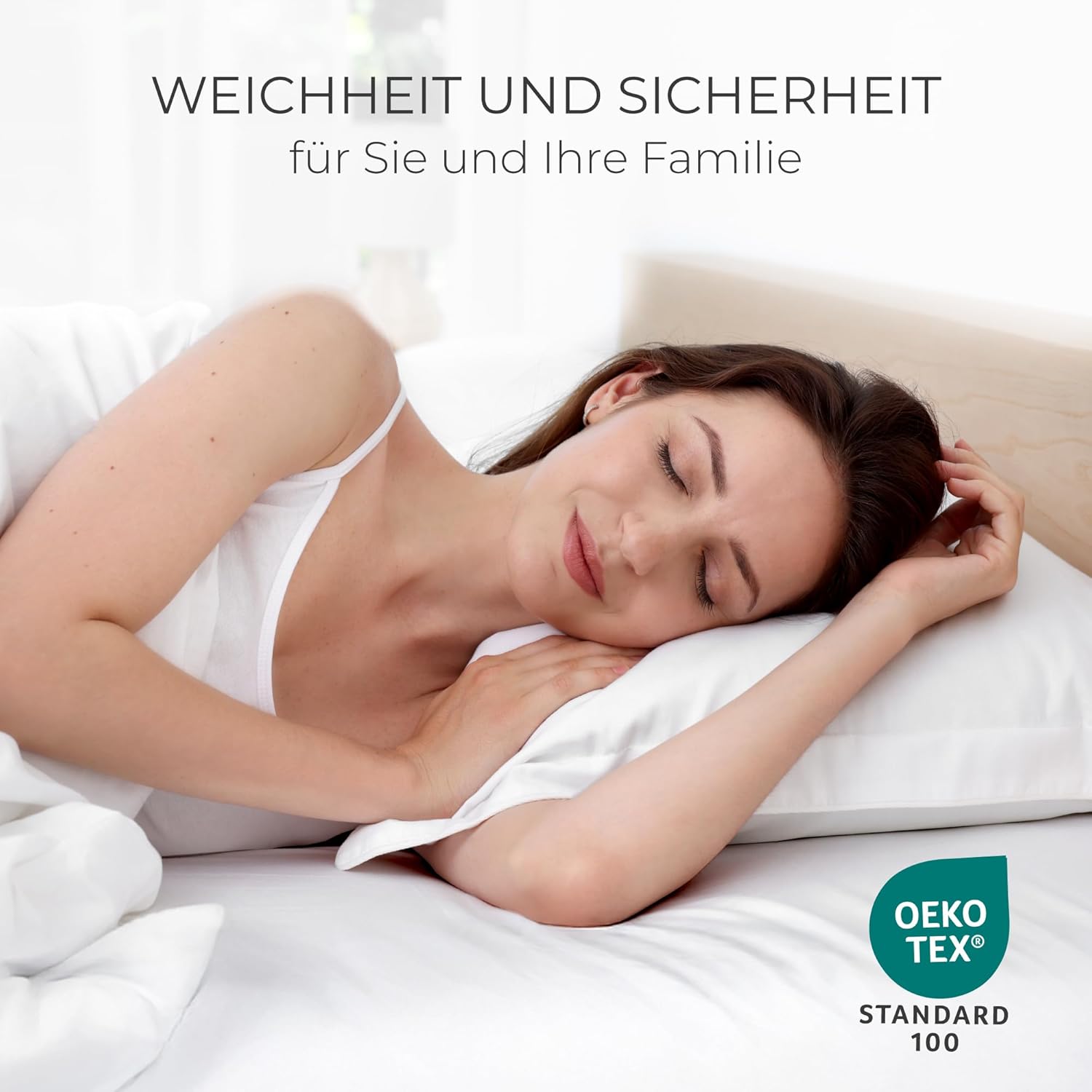 Thumbnail 6 de Dreamzie Premium Spannbettlaken 140–160x200 cm aus 100% Jersey Bio-Baumwolle (weiß)