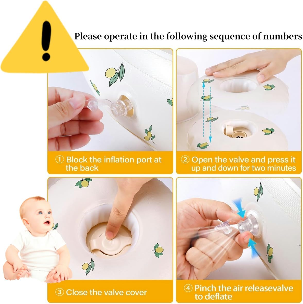 Thumbnail 1 de Seggiolino gonfiabile per bambini 4-24 mesi con pompa integrata e schienale di supporto (Rosso)